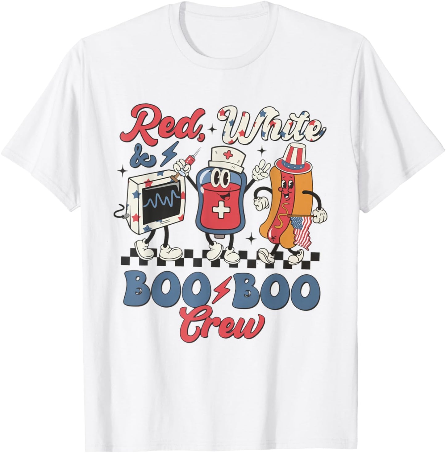 Retro Red White Boo Boo Crew 4th of July ER Emergency Room Men T-Shirt - T-Shirt | White