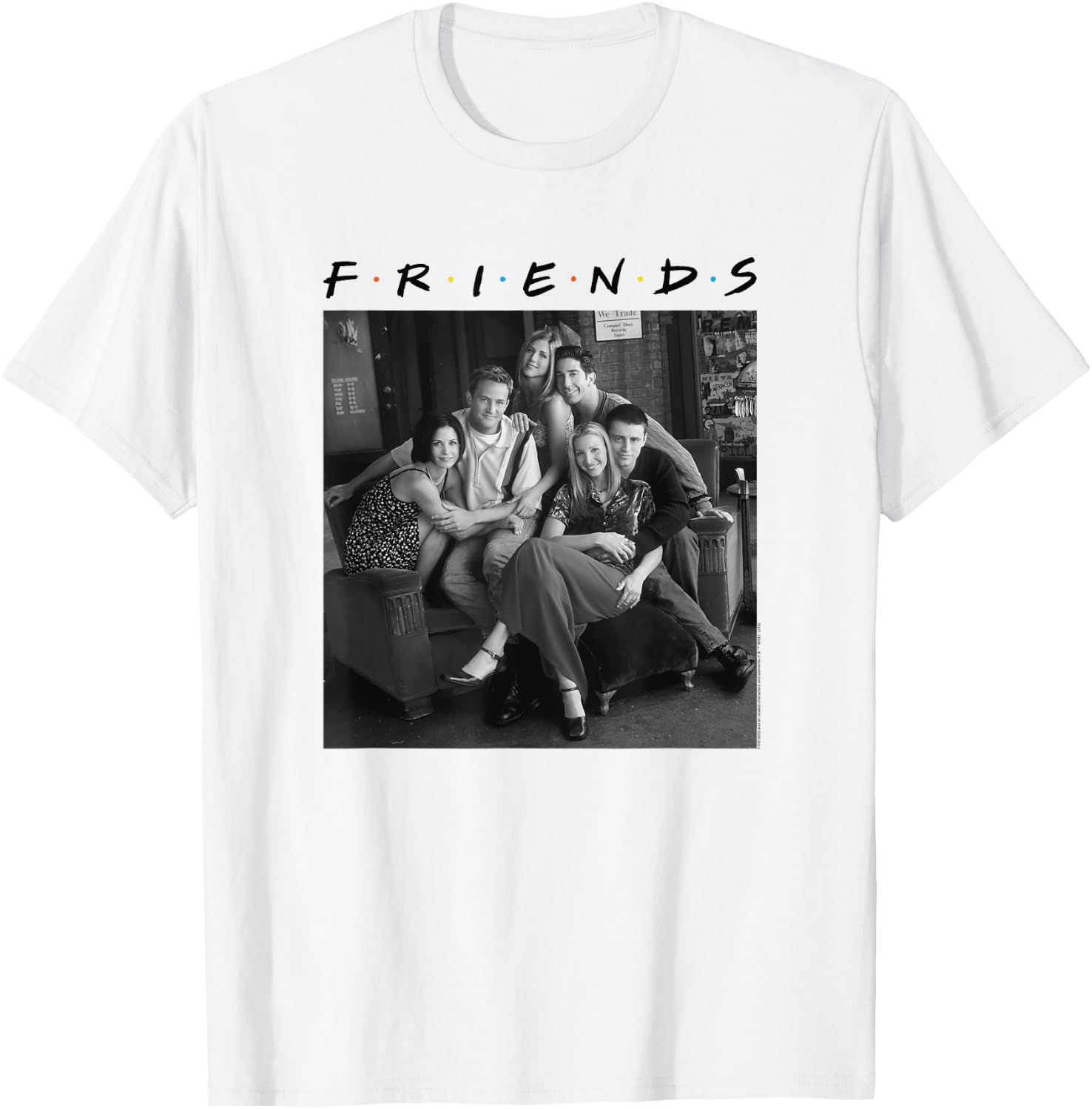 Friends Group Photo 6 BW , white, S T-Shirt - T-Shirt | White