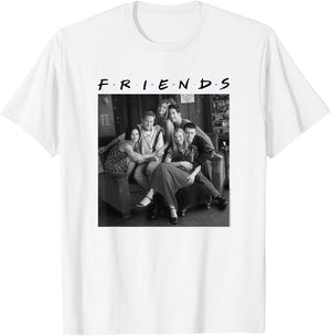 Friends Group Photo 6 BW , white, S T-Shirt - T-Shirt | White