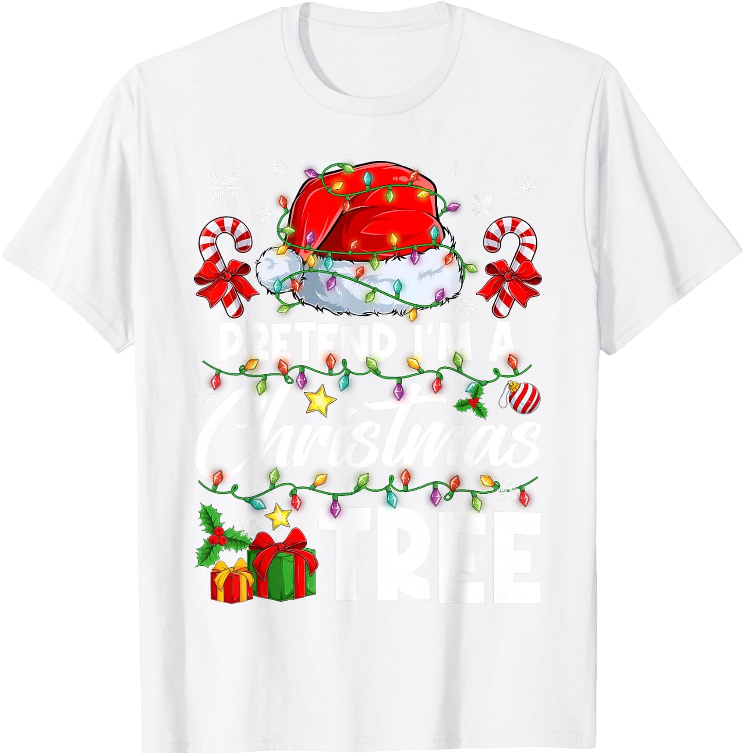 Pretend I'm A Christmas Tree Cosplay DIY Halloween Costume T-Shirt - T-Shirt | White