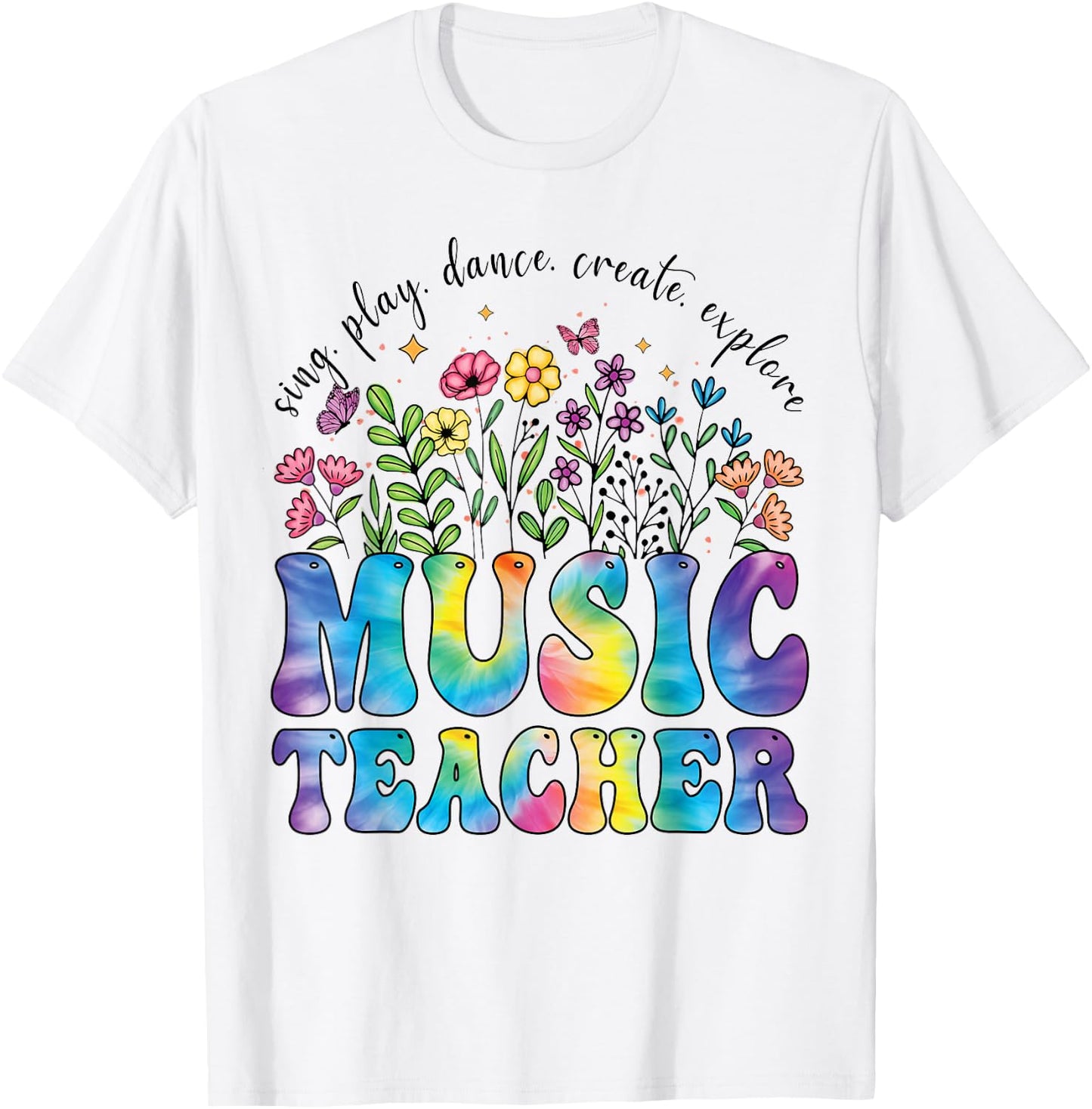 Music Teacher Sing Play Dance School Musicians Tie Dye Women Kids T-Shirt - T-Shirt | White