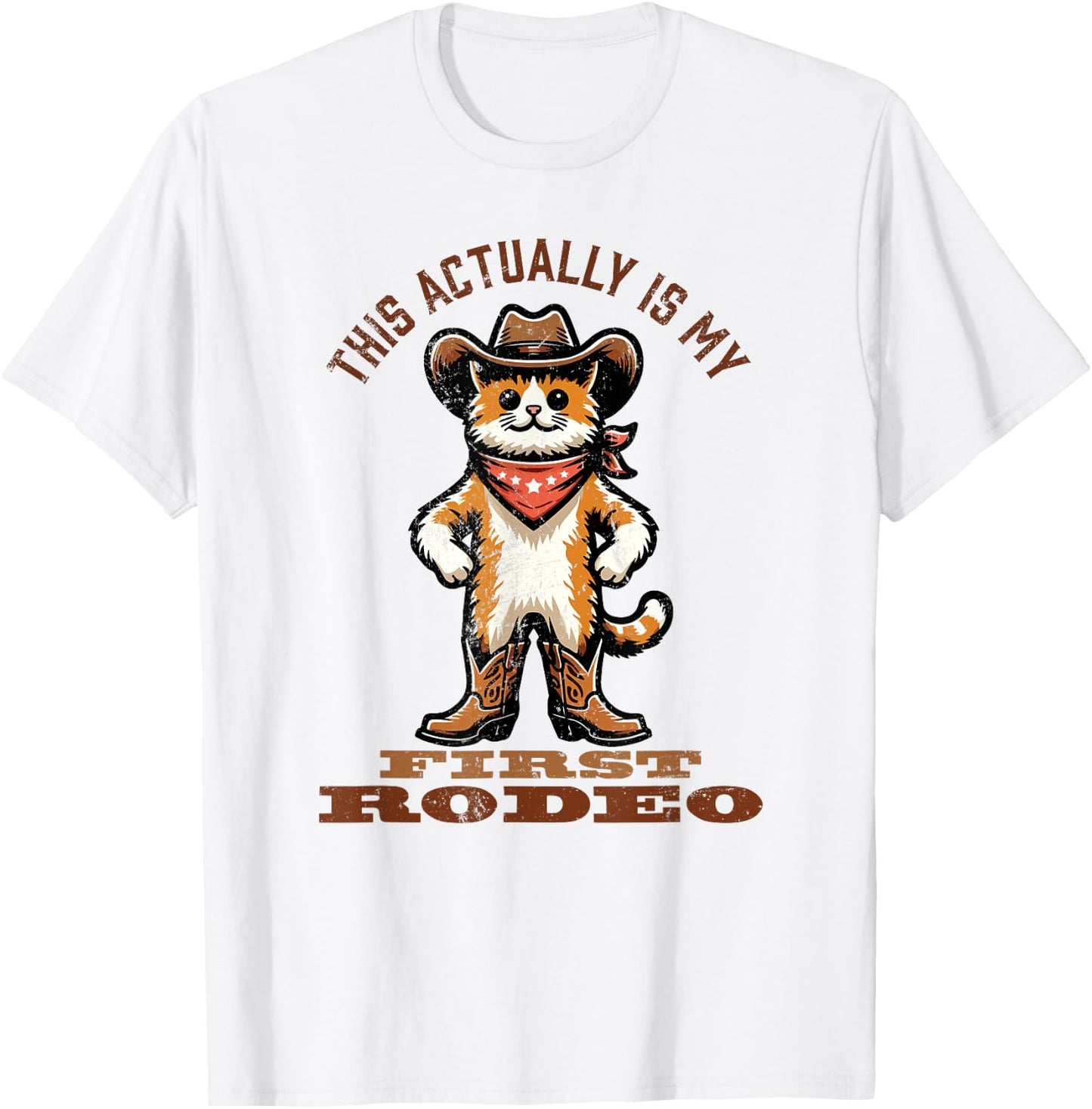 This Actually Is My First Rodeo - Funny cat T-Shirt - T-Shirt | White