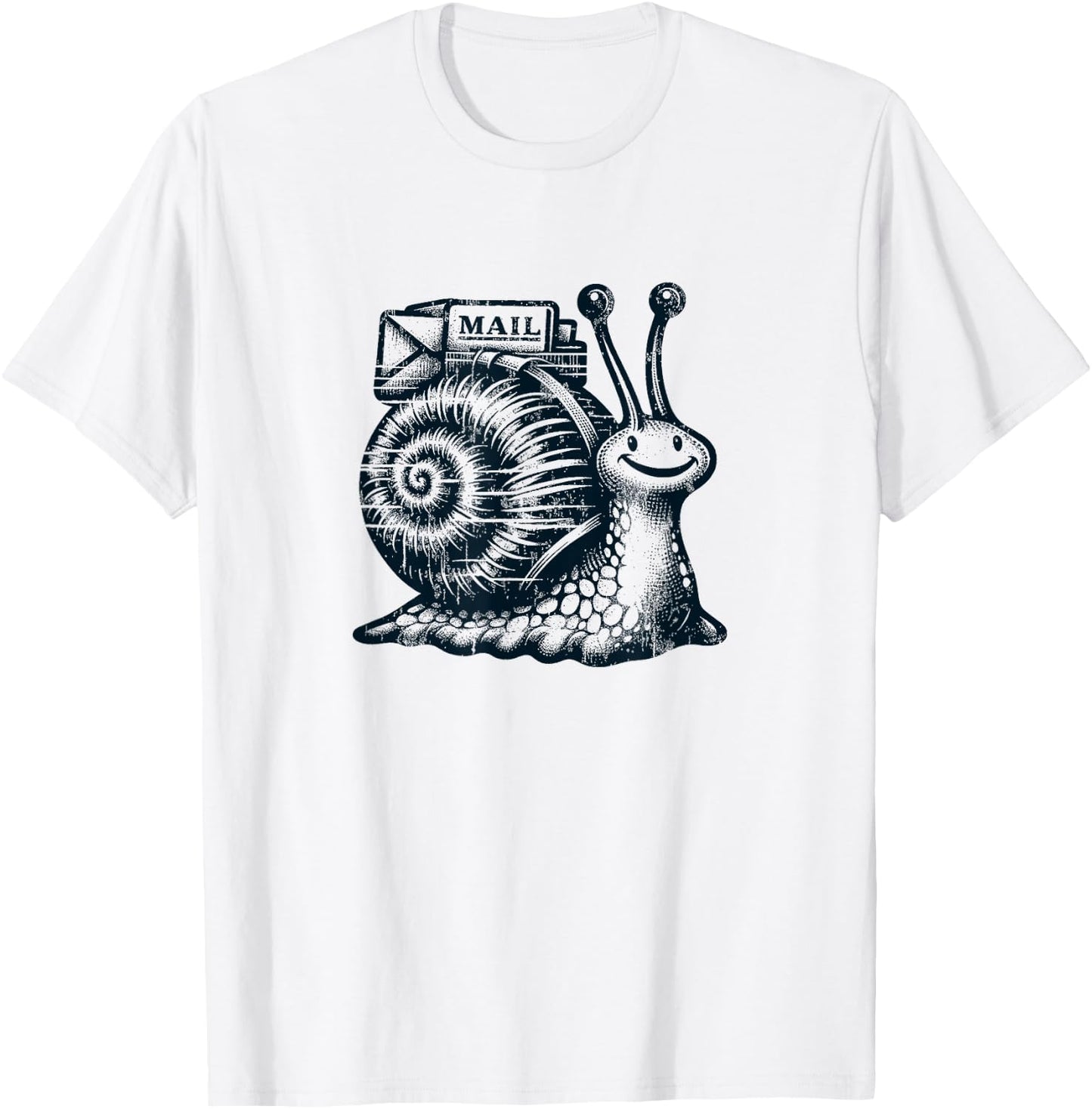 "Snail Mail" Whimsical Postman Snail T-Shirt - T-Shirt | White