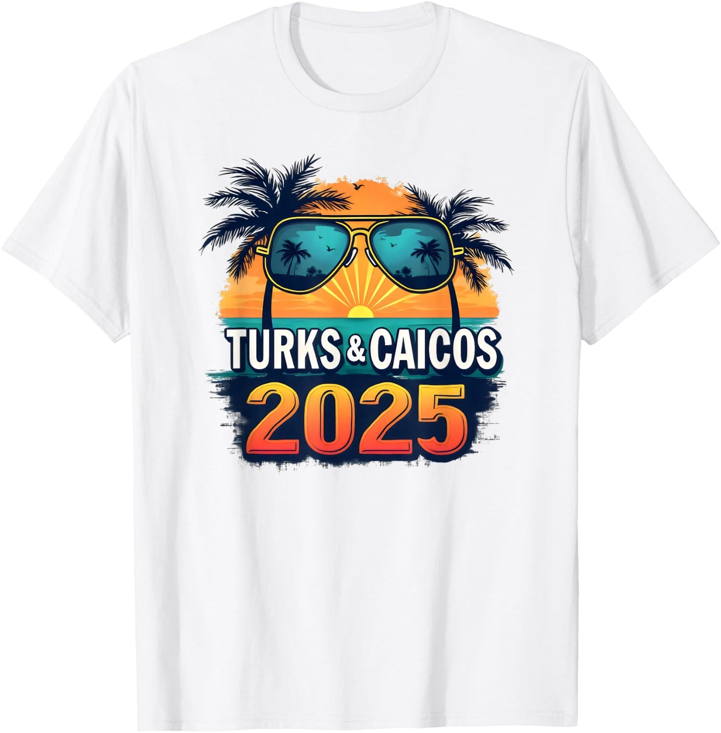 Tropical Turks & Caicos 2025 Retro T-Shirt - T-Shirt | White