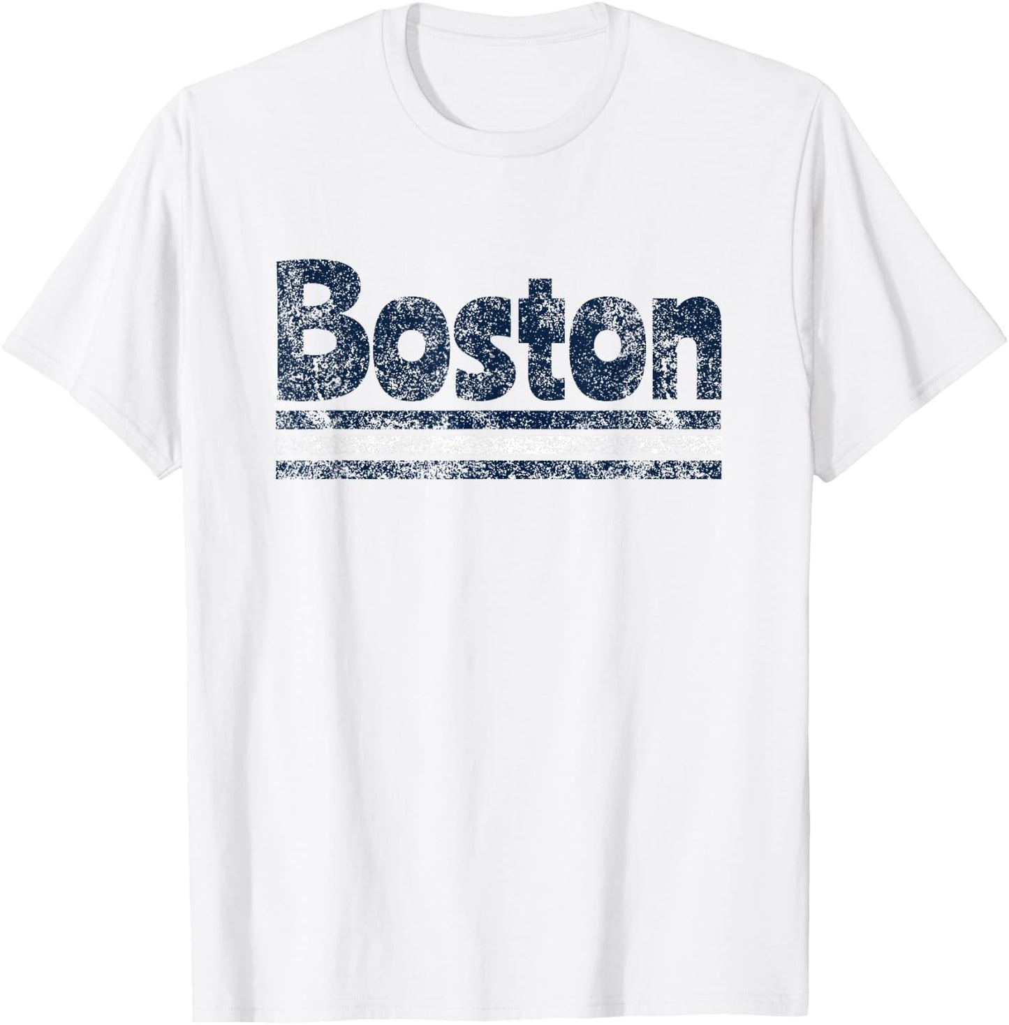 Boston Massachusetts Retro Vintage Weathered Throwback T-Shirt - T-Shirt | White