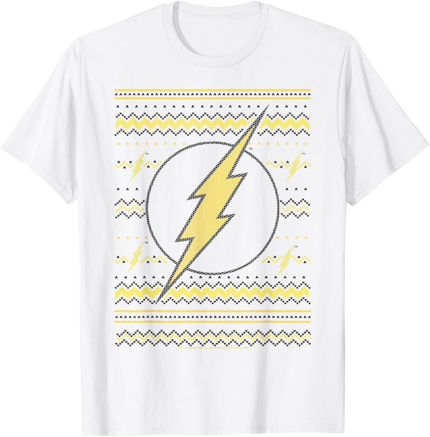 DC Comics The Flash Logo Christmas Sweater Style T-Shirt - T-Shirt | White