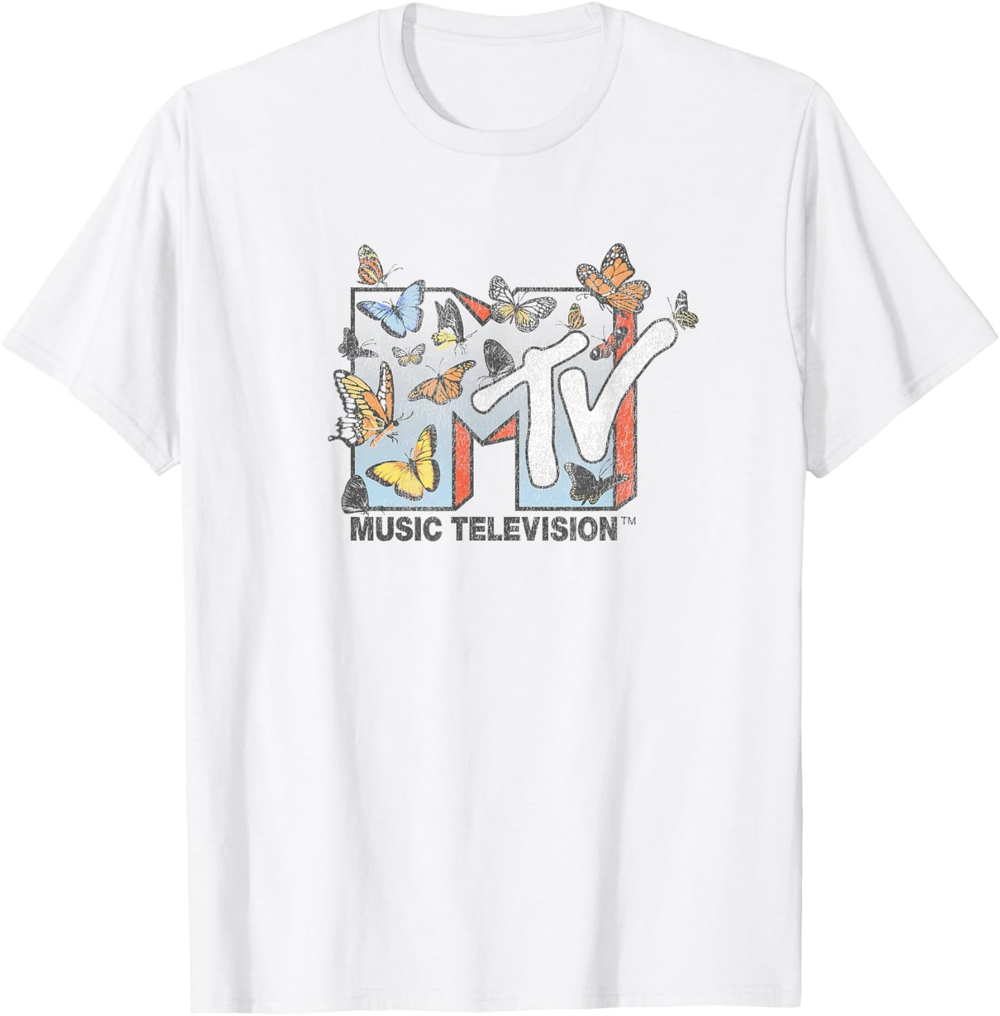 MTV Lots of Butterflies MTV Logo Small T-Shirt - T-Shirt | White