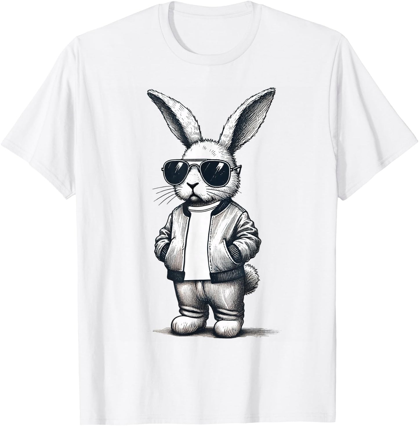 Bunny Rabbit With Sunglasses Easter Day for Boys Men Kids T-Shirt - T-Shirt | White