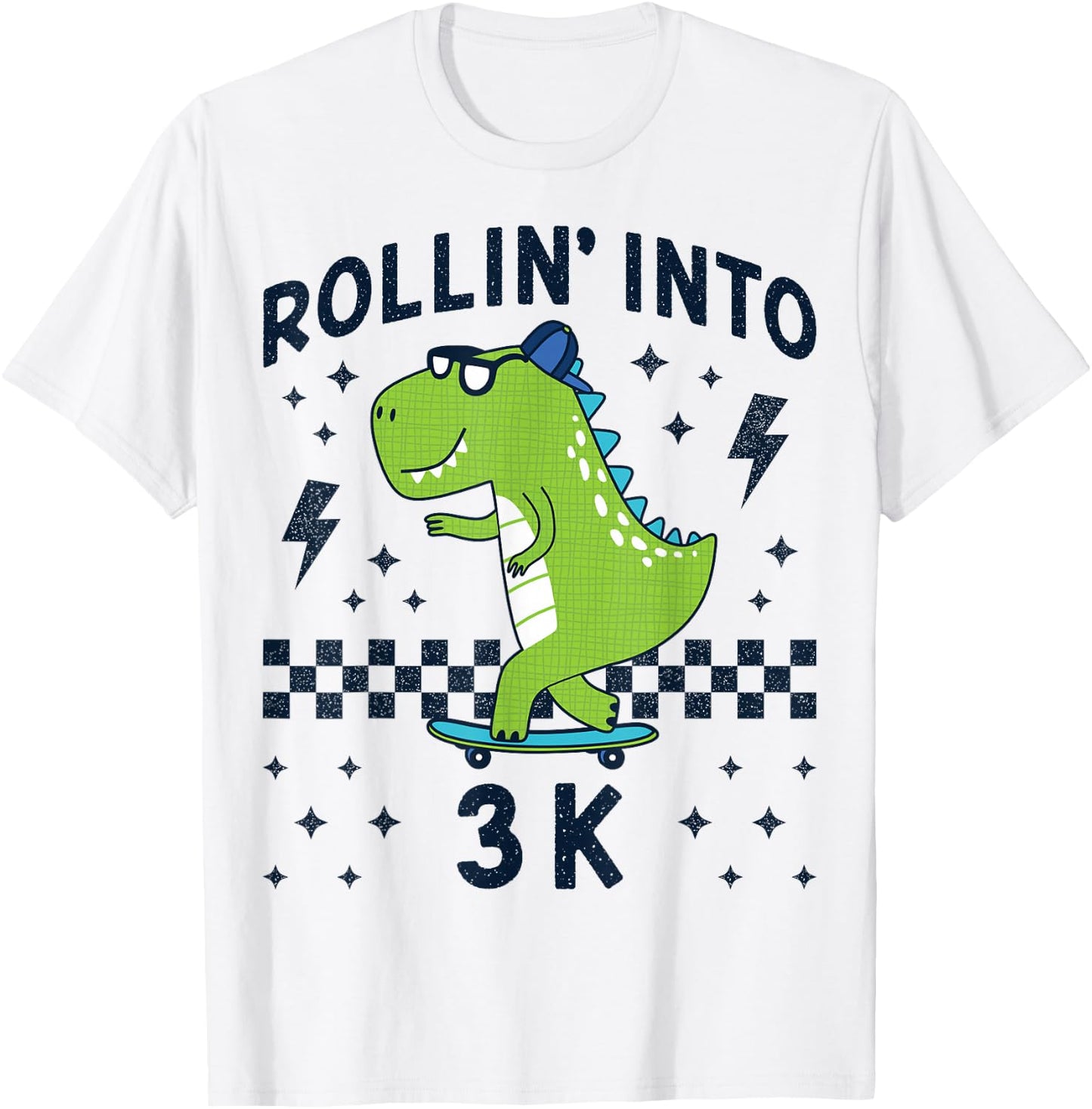 Rollin Into 3K Dinosaur Back to School Kid I’m Ready for 3 K T-Shirt - T-Shirt | White