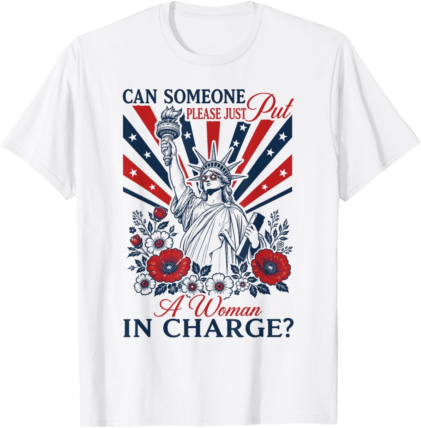Retro Can Someone Please Just Put A Woman in Charge T-Shirt - T-Shirt | White