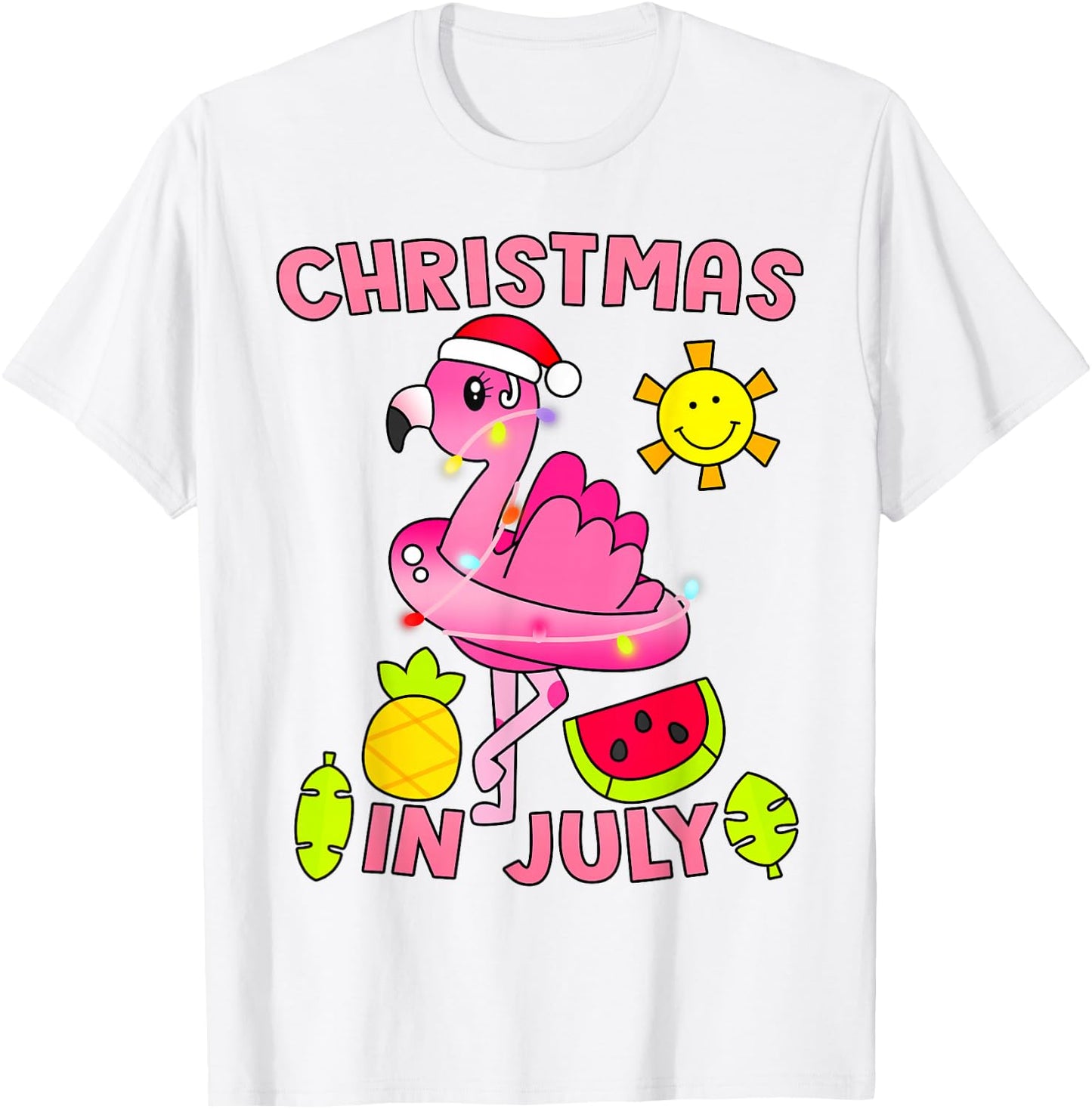 Christmas in July Flamingo Beach Summer Christmas in July T-Shirt - T-Shirt | White