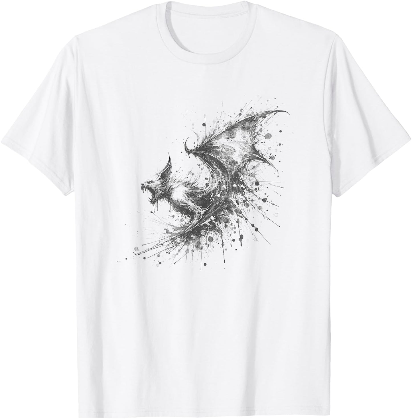 Scary Halloween Vampire Bat Drawing Art Design T-Shirt - T-Shirt | White