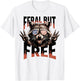 Raccoon Feral But Free 4th of July Patriotic Men Women Kids T-Shirt - T-Shirt | White