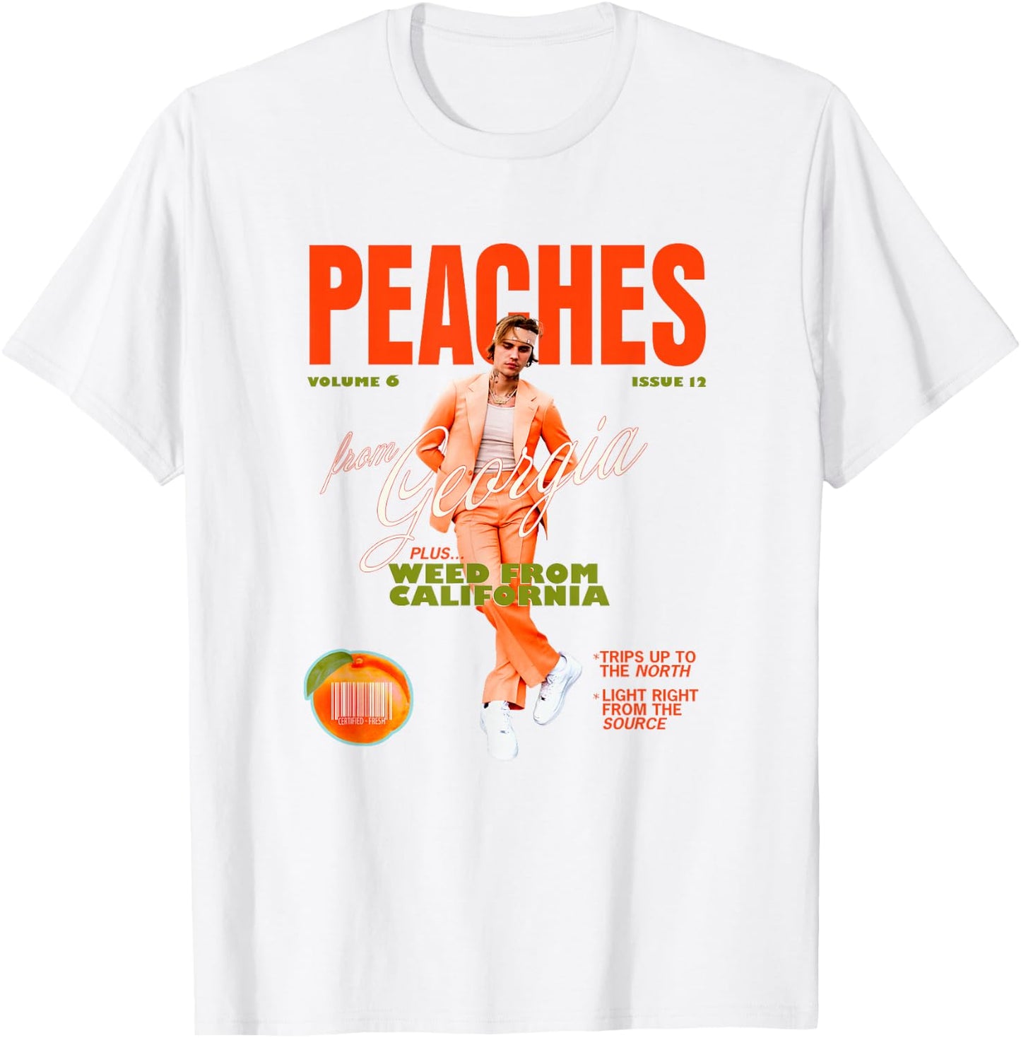 Official Justin Bieber Peaches White , White T-Shirt - T-Shirt | White