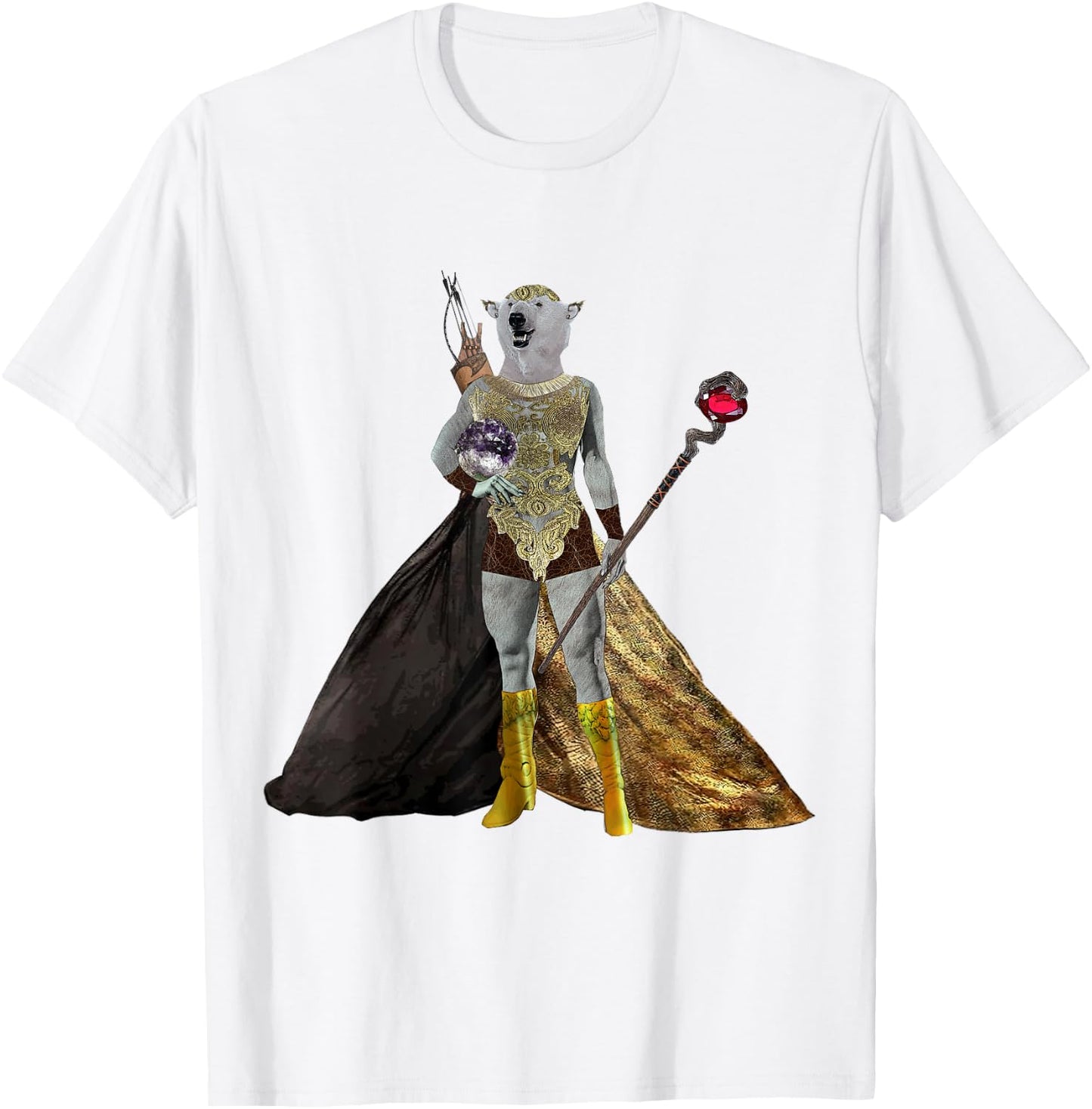 Alyse The Gold Elf Polar Bear Sorceress T-Shirt - T-Shirt | White