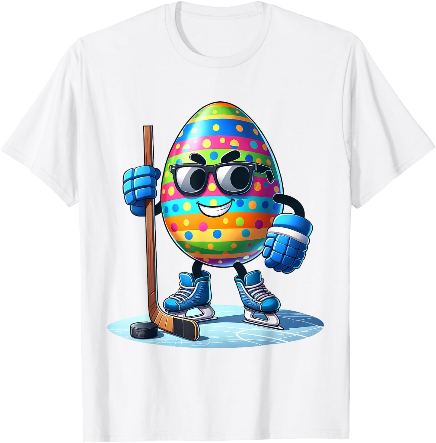 Easter Hockey Lovers Eggs Egg Bunny Rabbits Men Women Boys T-Shirt - T-Shirt | White
