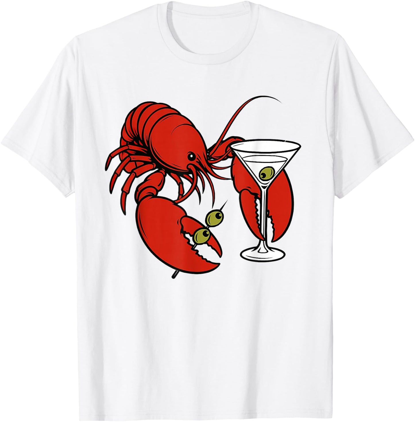 Martini Cocktail Lover Seafood Lobster Drinking Martini T-Shirt - T-Shirt | White
