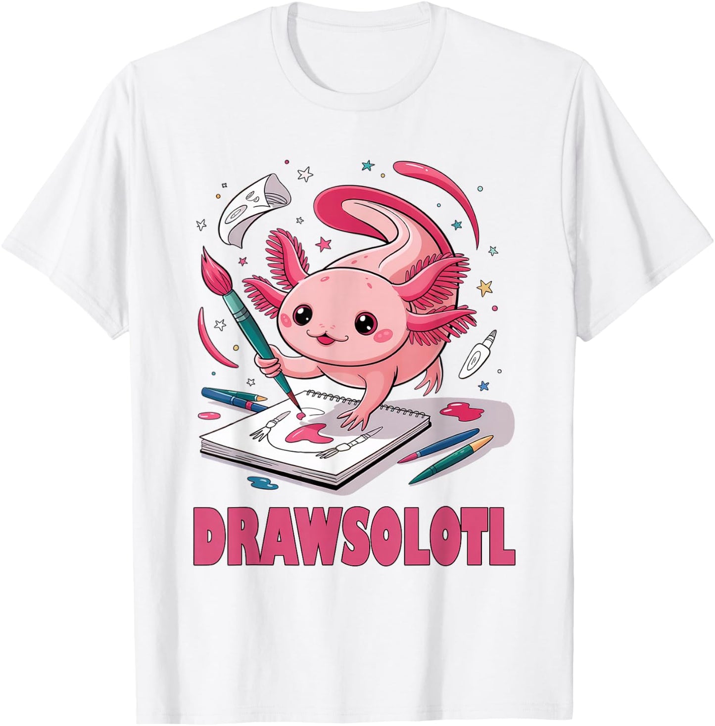 Drawsolotl Cute Axolotl Drawing Lover Girls Kids T-Shirt - T-Shirt | White
