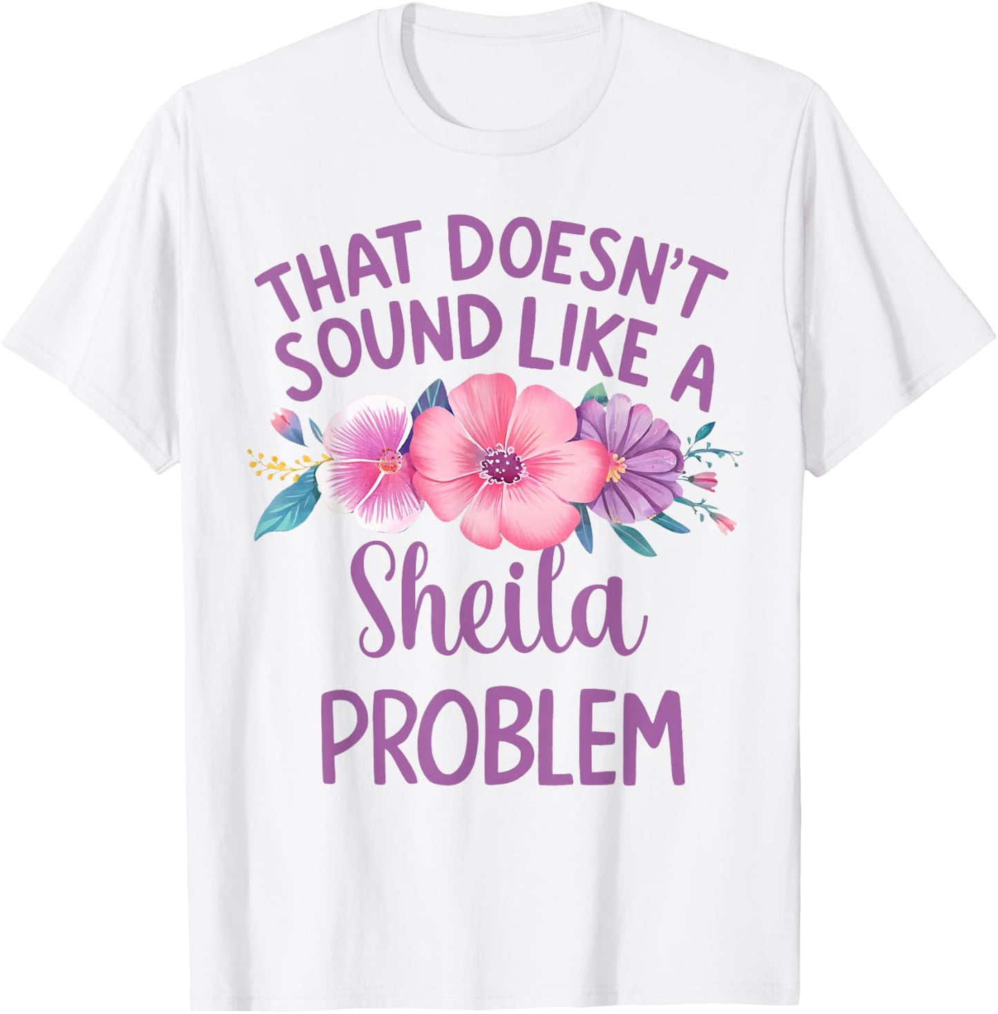 Sheila Personalized Cute Flower Girls Sheila Name T-Shirt - T-Shirt | White