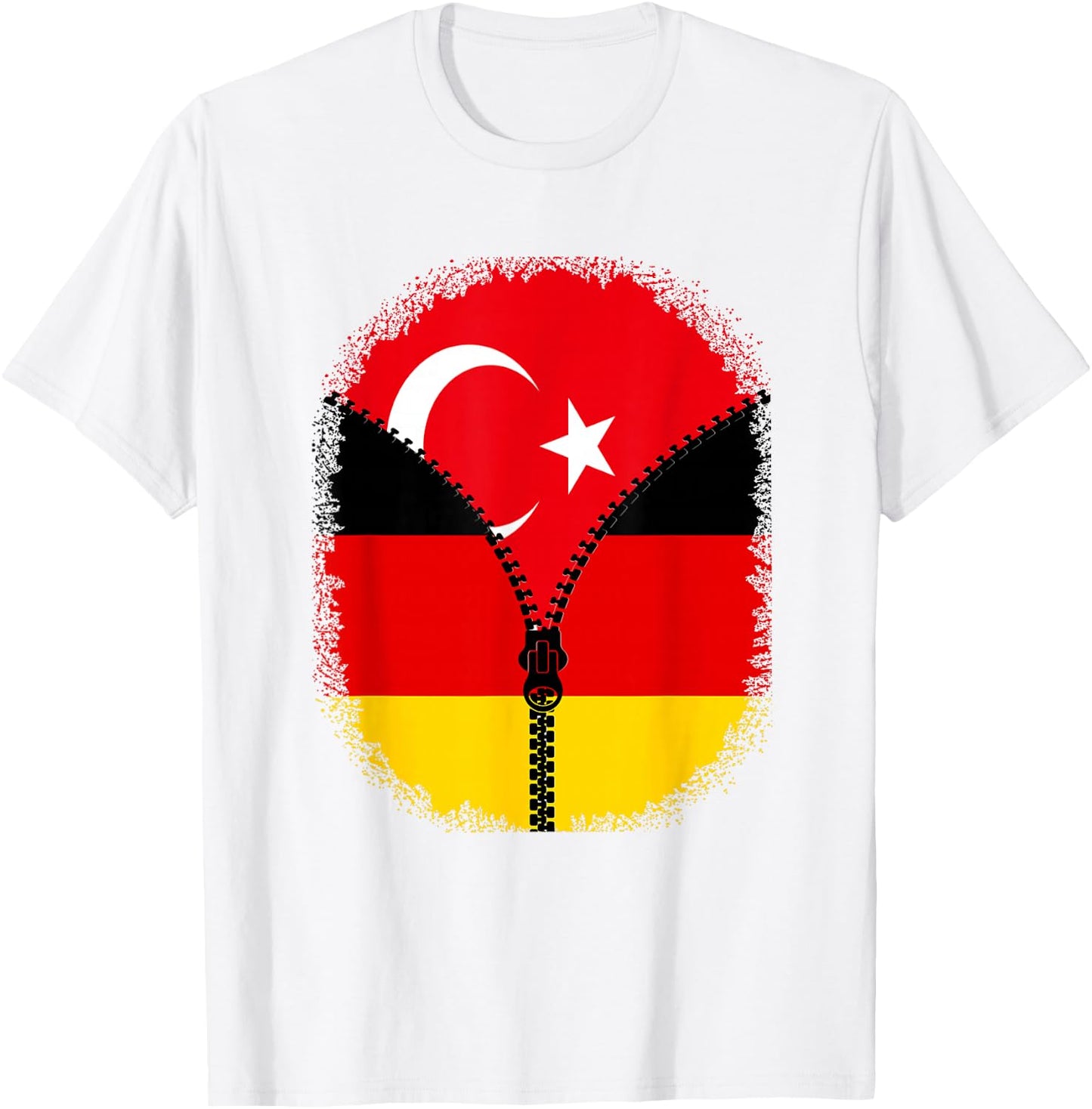Turkey Germany Flag Turkish German Zipper T-Shirt - T-Shirt | White