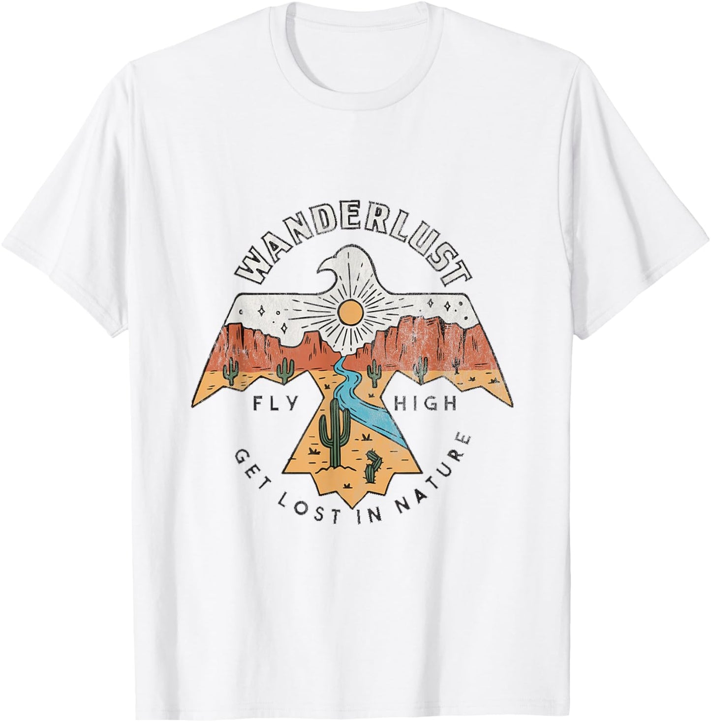 Arizona Wanderlust Thunderbird,Desert Vibes Retro T-Shirt - T-Shirt | White