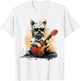 Cool Yorkshire Terrier Playing Guitar Print Art Yorkie Lover T-Shirt - T-Shirt | White
