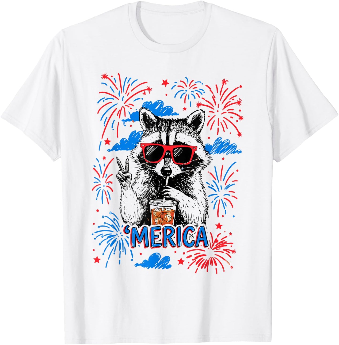 Chill The Fourth Out Funny Raccoon 'Merica 2026 4th of July T-Shirt - T-Shirt | White