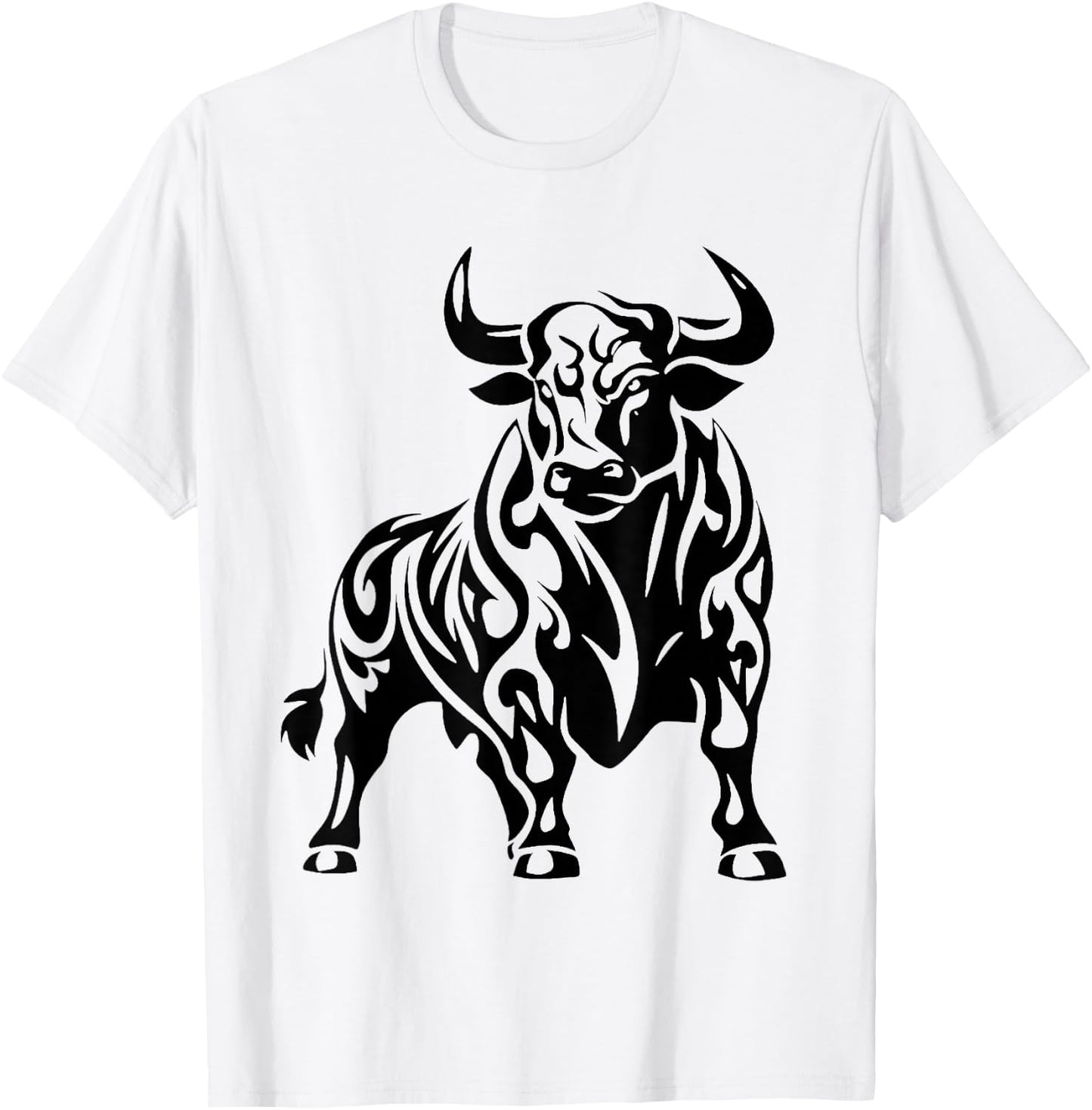 Wild and Mighty Bull - Majestic Pattern , grey, S T-Shirt - T-Shirt | White