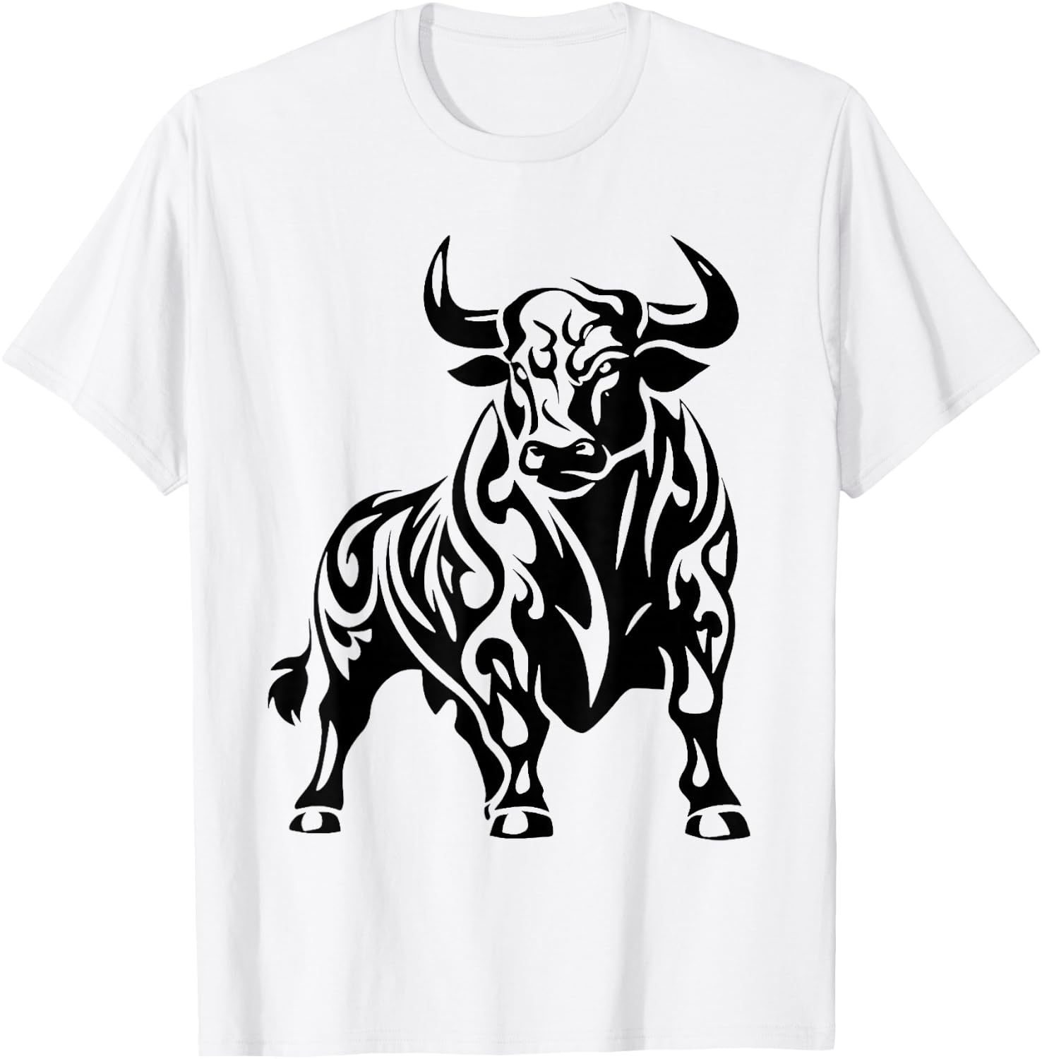 Wild and Mighty Bull - Majestic Pattern , grey, S T-Shirt - T-Shirt | White