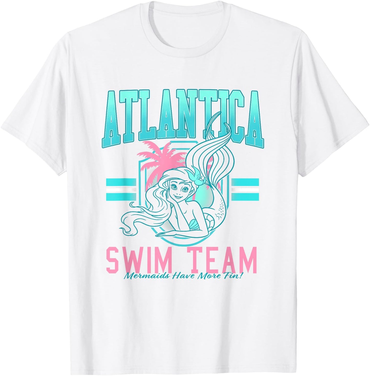 Disney The Little Mermaid Atlantica Swim Team Big Chest Logo T-Shirt - T-Shirt | White