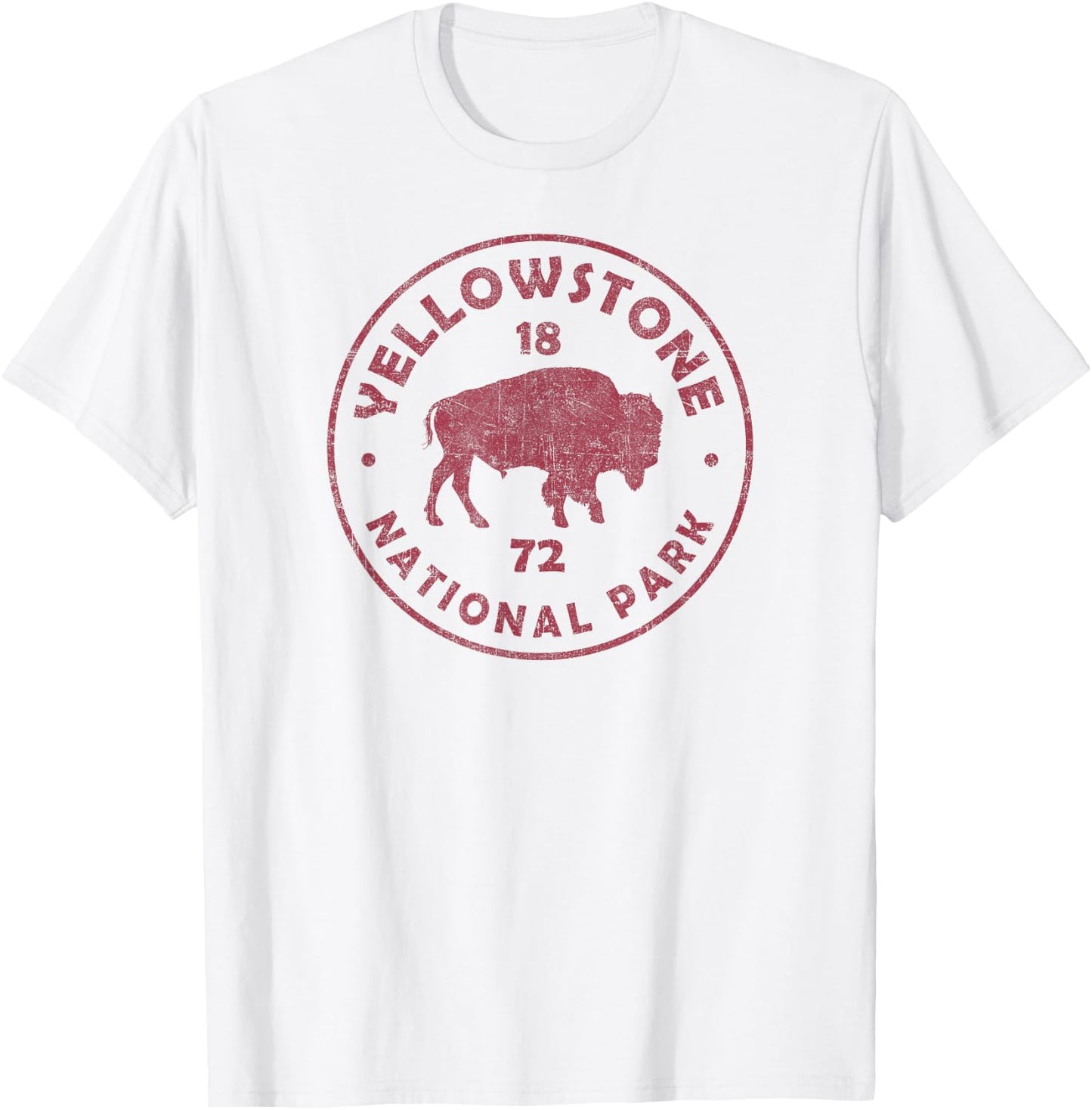 Retro Bison Yellowstone National Park 1872 Hiking Souvenir T-Shirt - T-Shirt | White