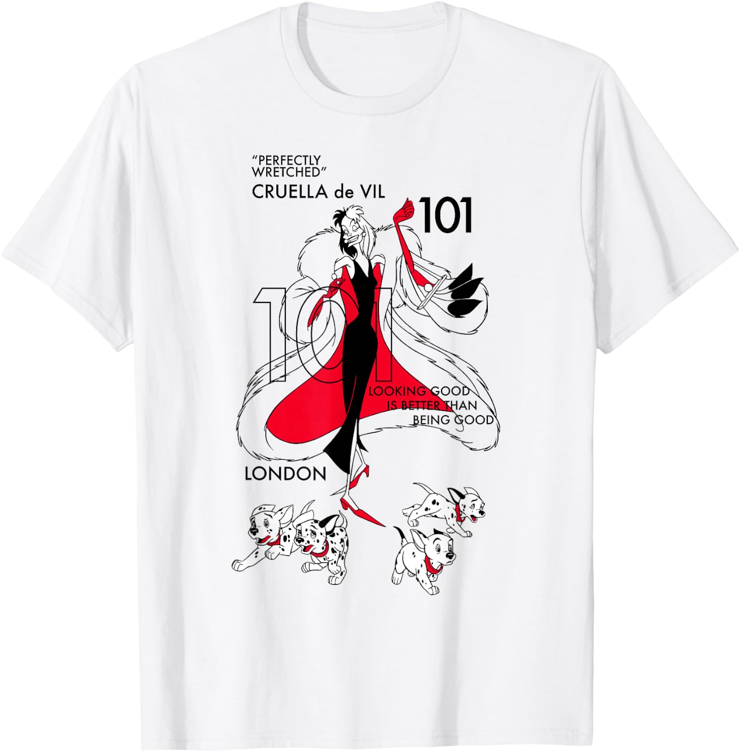 Disney 101 Dalmatians Cruella De Vil Fashion Poster T-Shirt - T-Shirt | White