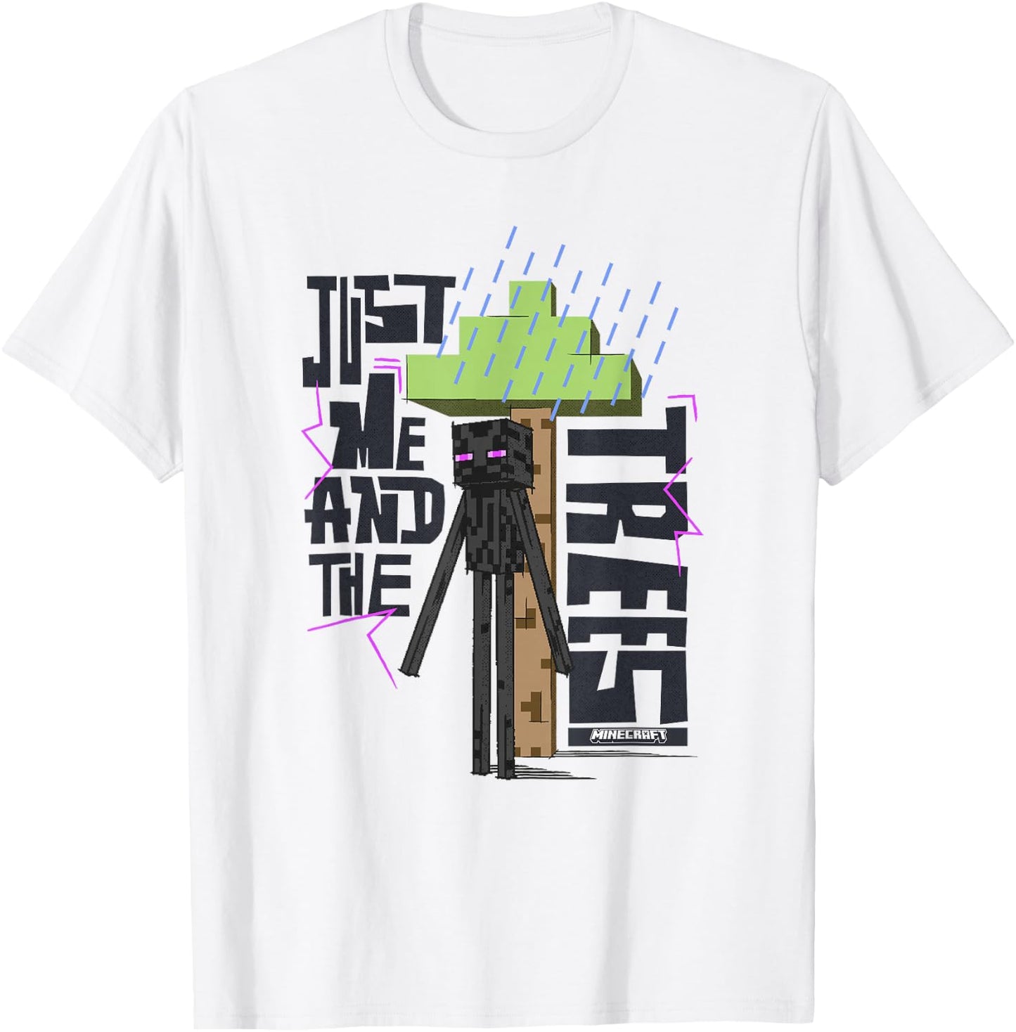 Minecraft Just Me and The Trees Enderman Covering from Rain T-Shirt - T-Shirt | White