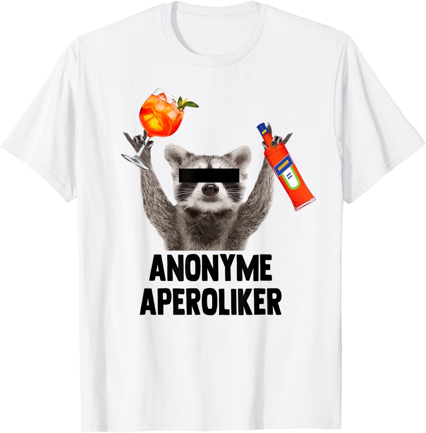 Anonymous Aperolics X Raccoon Meme Racoon X Pedro Spritz , White T-Shirt - T-Shirt | White