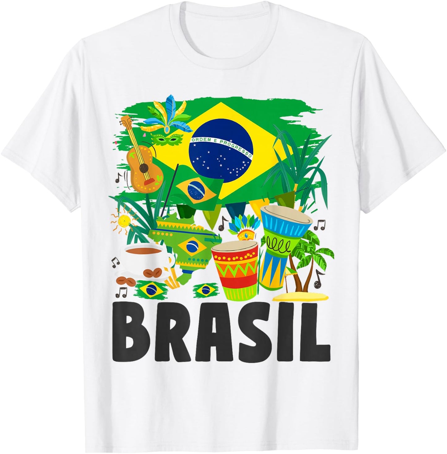 Brazil Flag Outfit Idea , white, S T-Shirt - T-Shirt | White