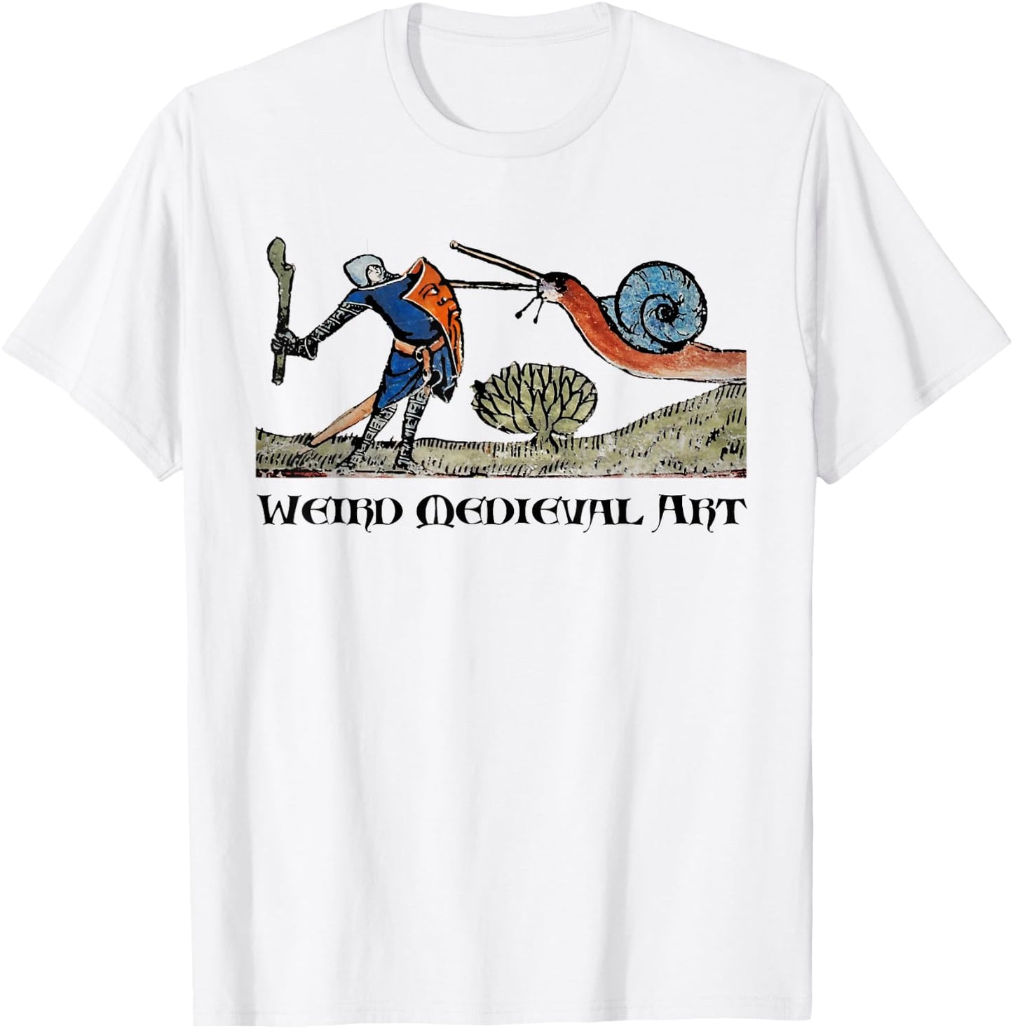 Weird Medieval Art Snail Fight funny strange special absurd T-Shirt - T-Shirt | White
