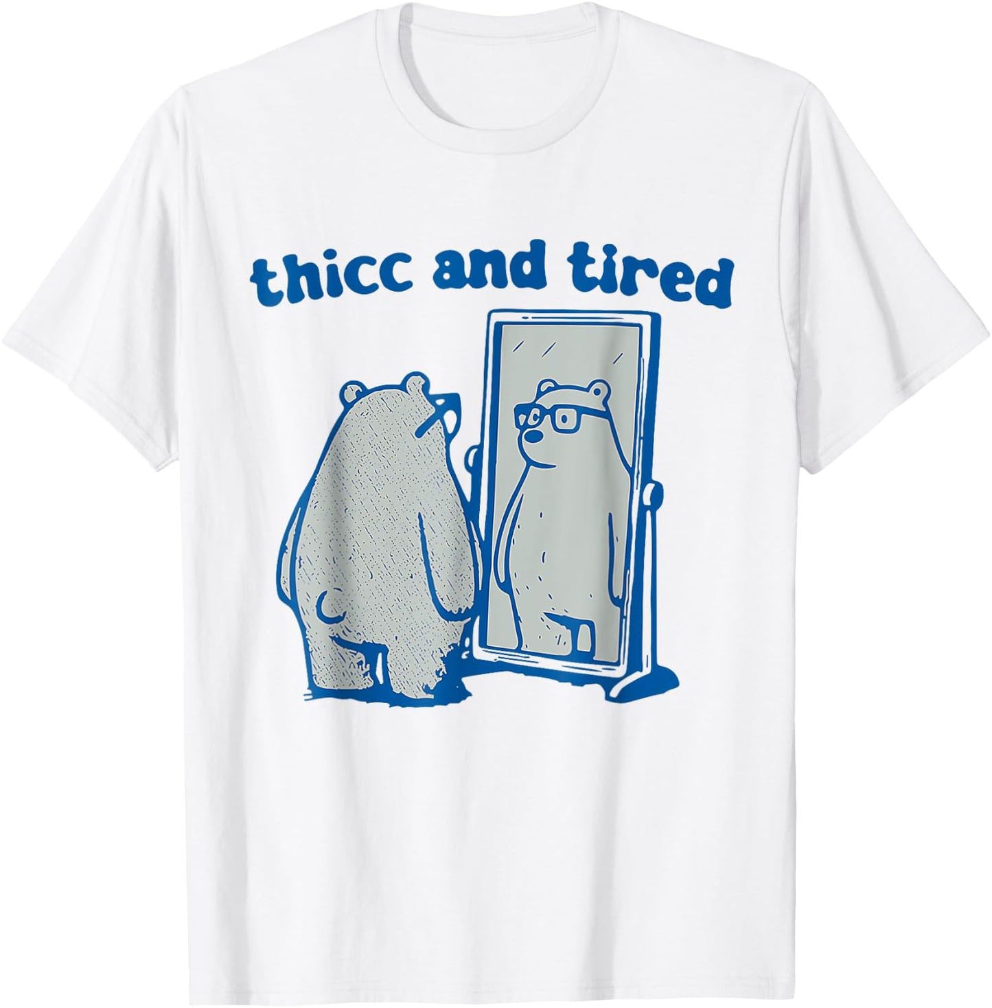 Thicc And Tired Bear Vintage T-Shirt - T-Shirt | White