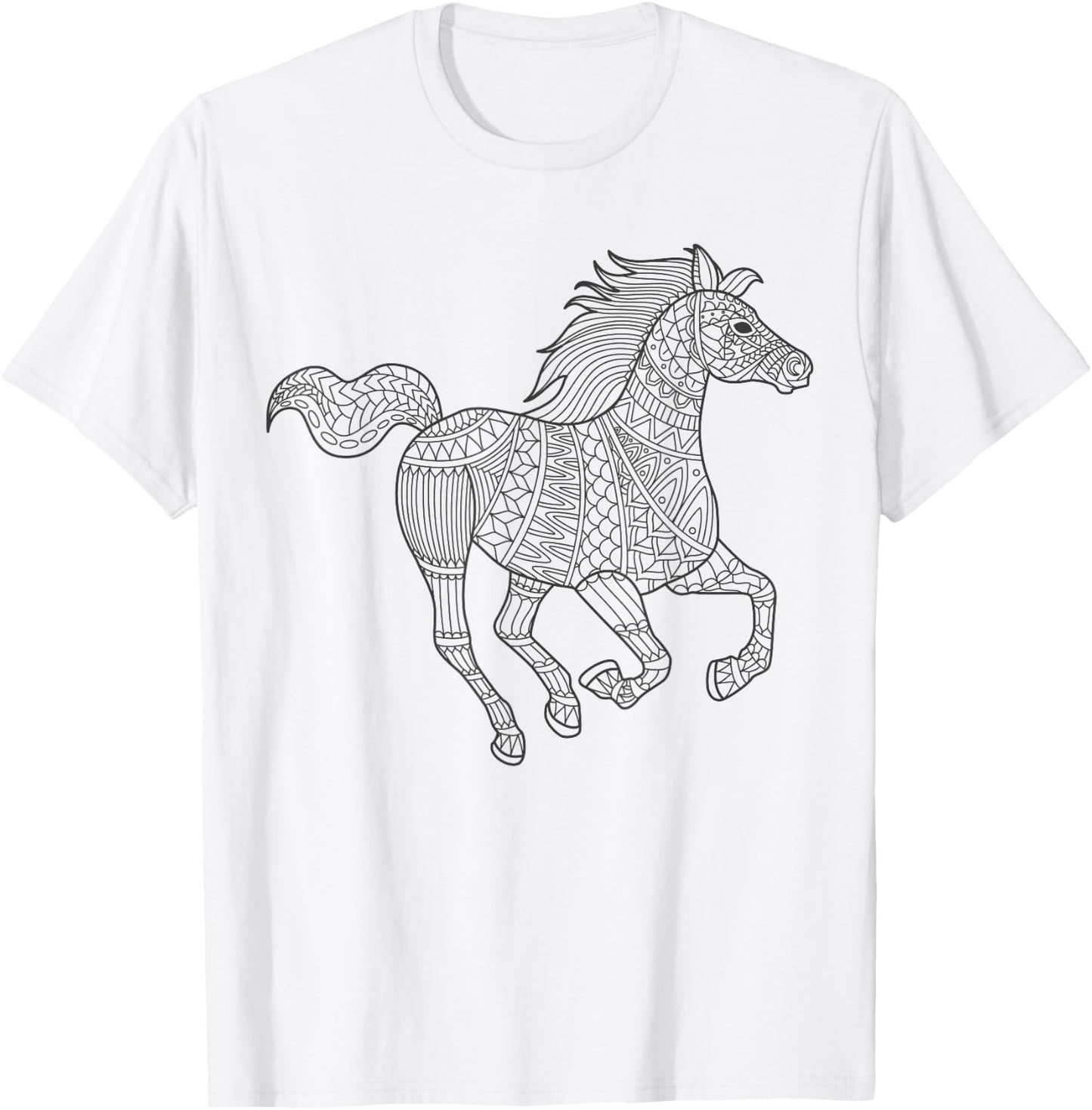 Pferd Mandala zum bemalen & ausmalen für Kinder T-Shirt - T-Shirt | White