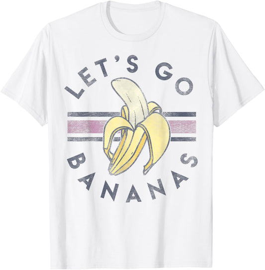 Let's Go Bananas Vintage Sporty Stripe T-Shirt - T-Shirt | White