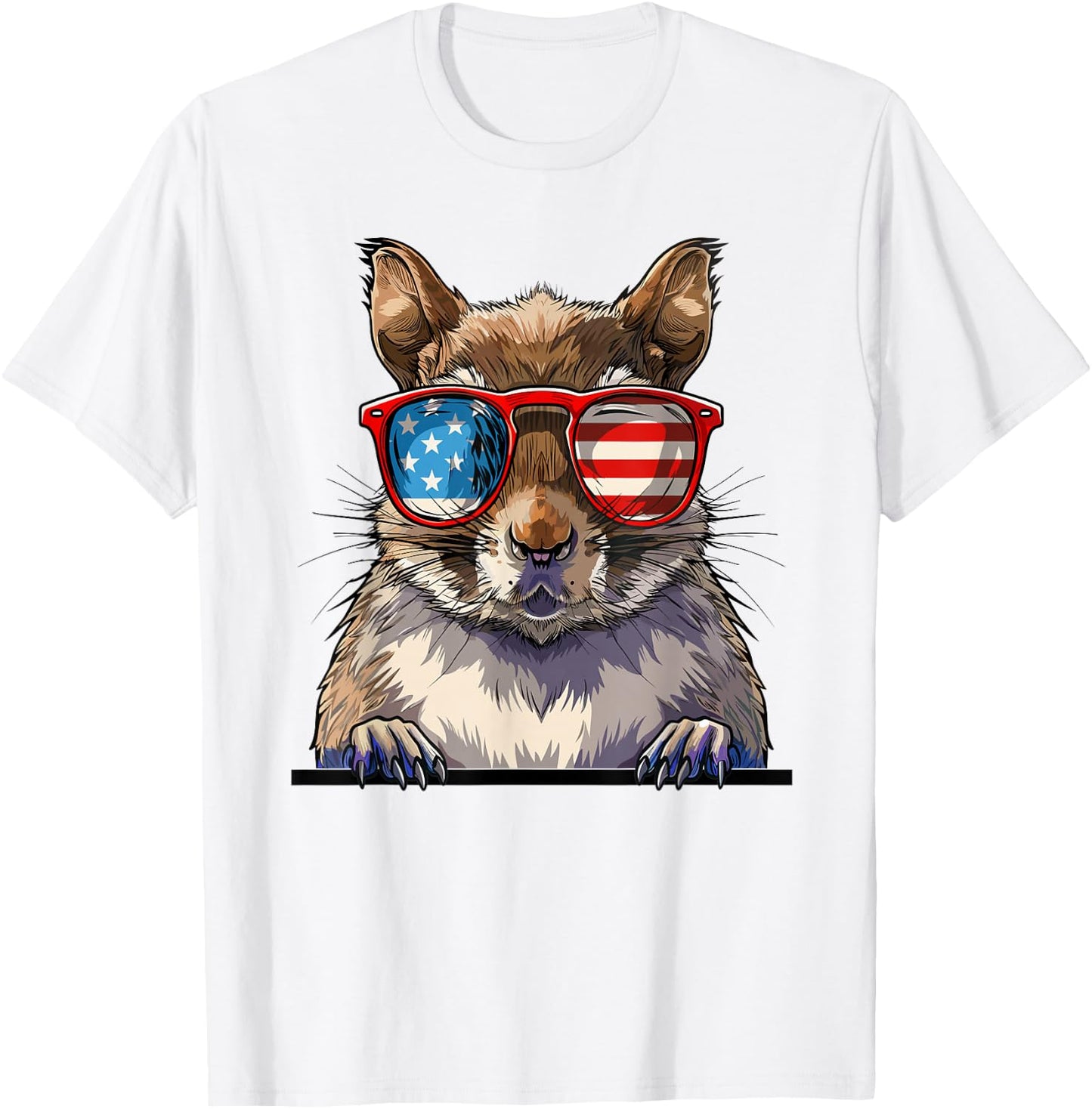 Squirrel USA Flag Funny Squirrel Lovers Mom Dad 4th of July T-Shirt - T-Shirt | White