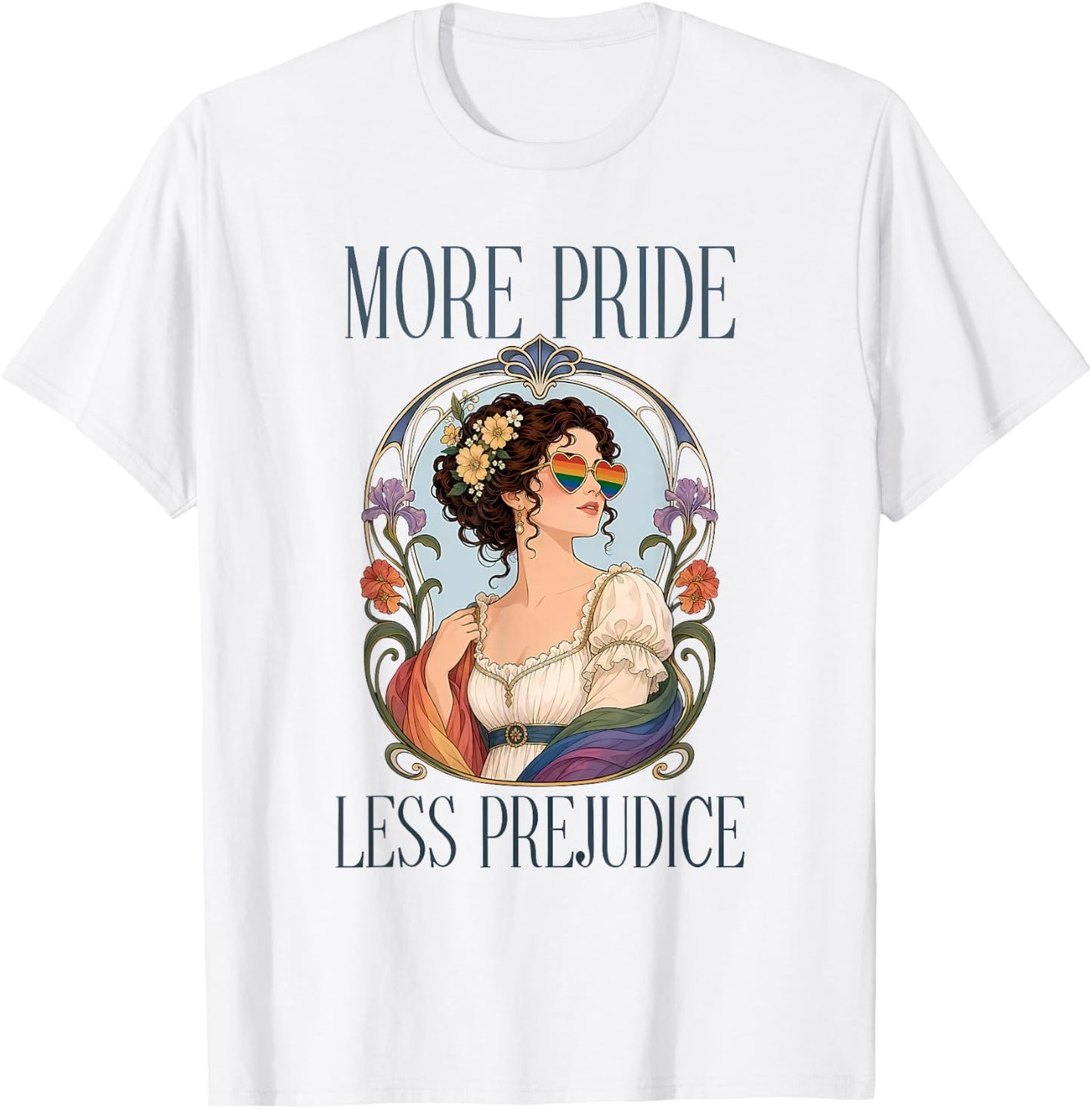 Vintage More Pride Less Prejudice Rainbow Pride Aesthetic T-Shirt - T-Shirt | White