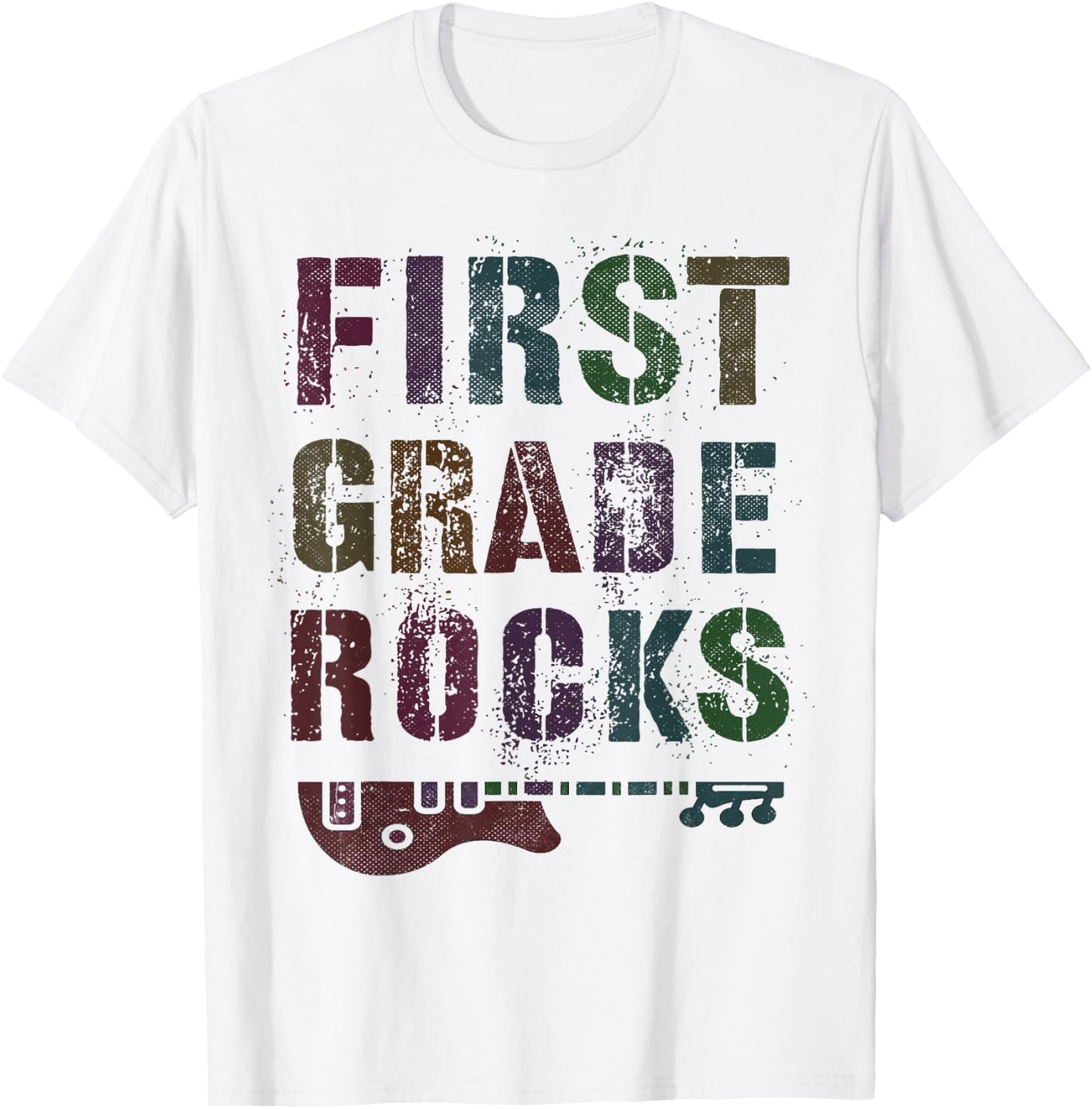 Vintage 1st GRADE ROCKS Teacher Rockstar FIRST ABCD My Jam T-Shirt - T-Shirt | White
