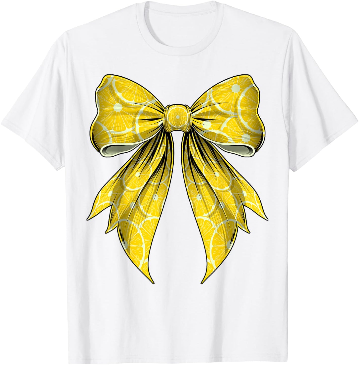 Coquette Bow Lemon Slice Pattern Lemonade Stand T-Shirt - T-Shirt | White