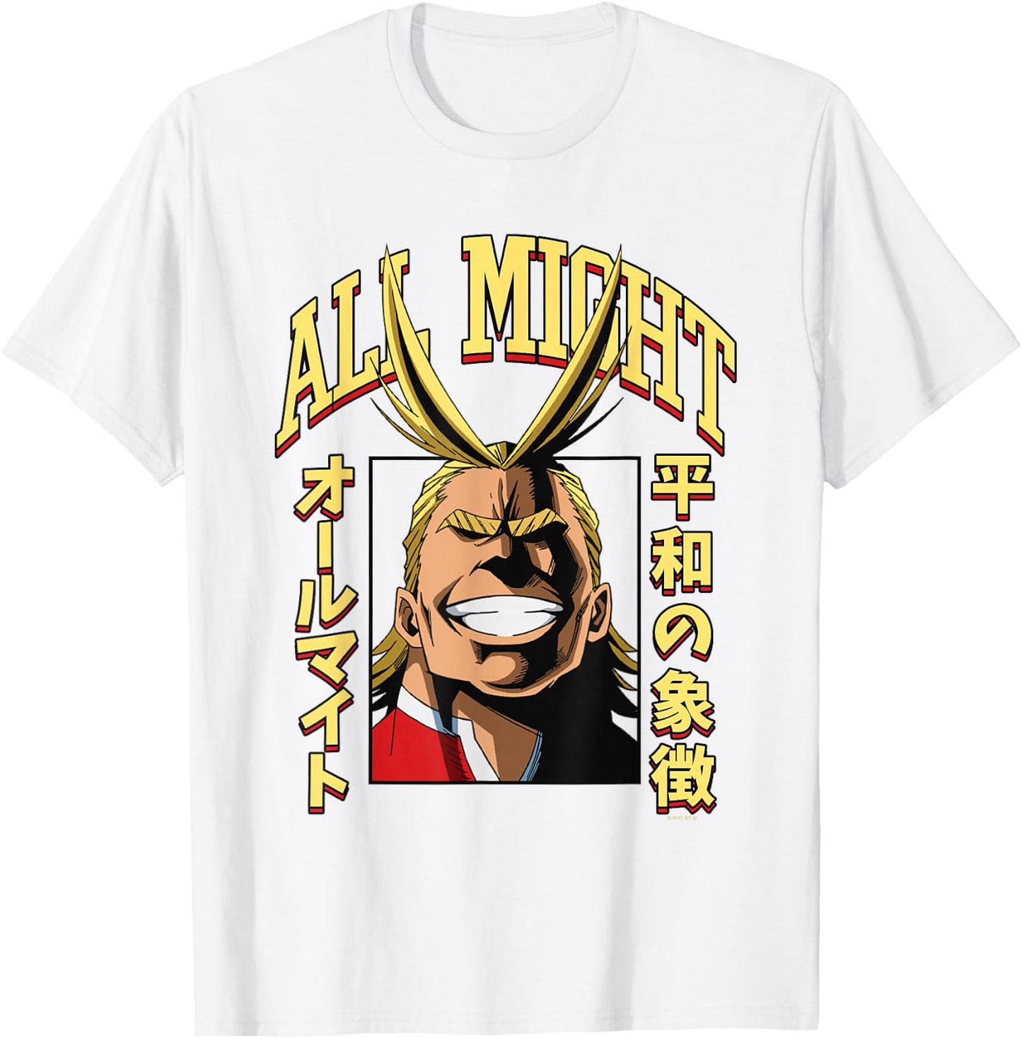 My Hero Academia All Might Portrait and Name , White T-Shirt - T-Shirt | White