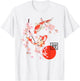 Cherry Blossom Koi Carp Fish Japanese Sakura Art Graphic T-Shirt - T-Shirt | White