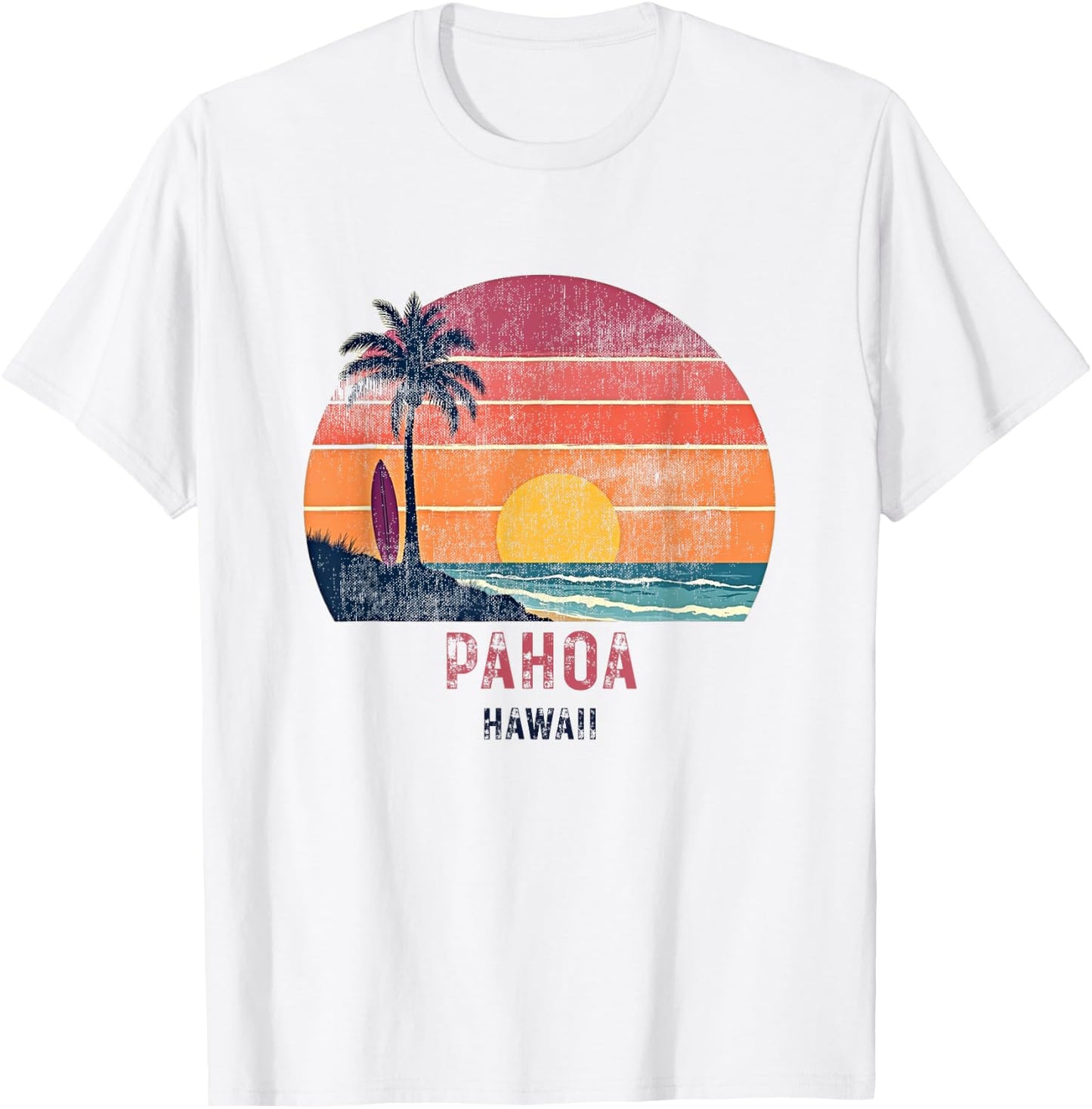 Pahoa Hawaii Retro Vintage Weathered Souvenir T-Shirt - T-Shirt | White