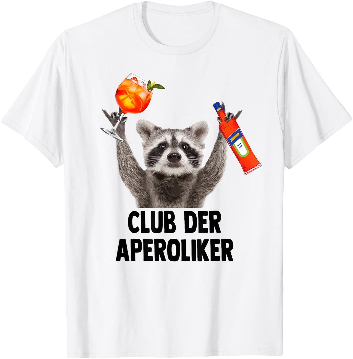 Club der APEROLIKER Raccoon Meme Racoon X Pedro Spritz , White T-Shirt - T-Shirt | White