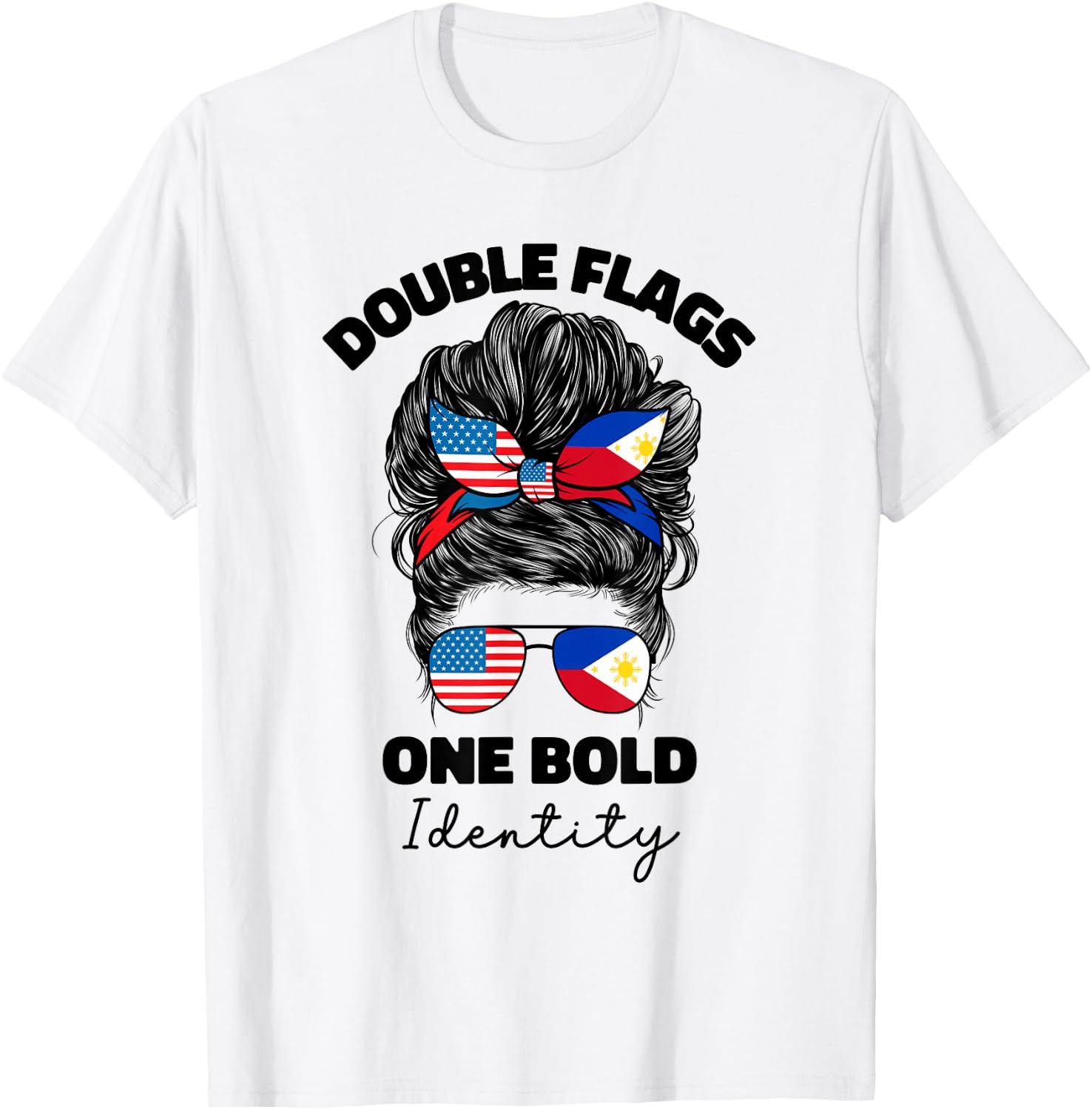 Half Filipino And American Philippines Usa Flag Women Girls T-Shirt - T-Shirt | White