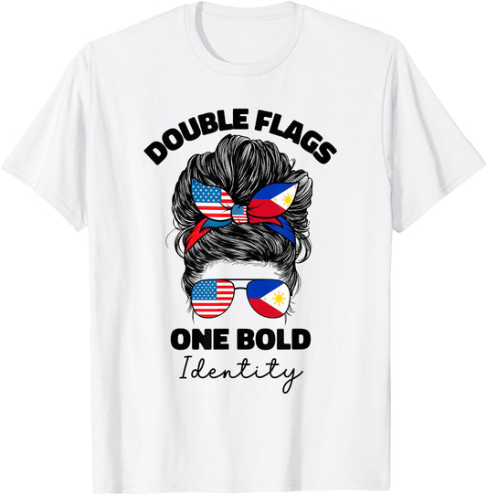 Half Filipino And American Philippines Usa Flag Women Girls T-Shirt - T-Shirt | White