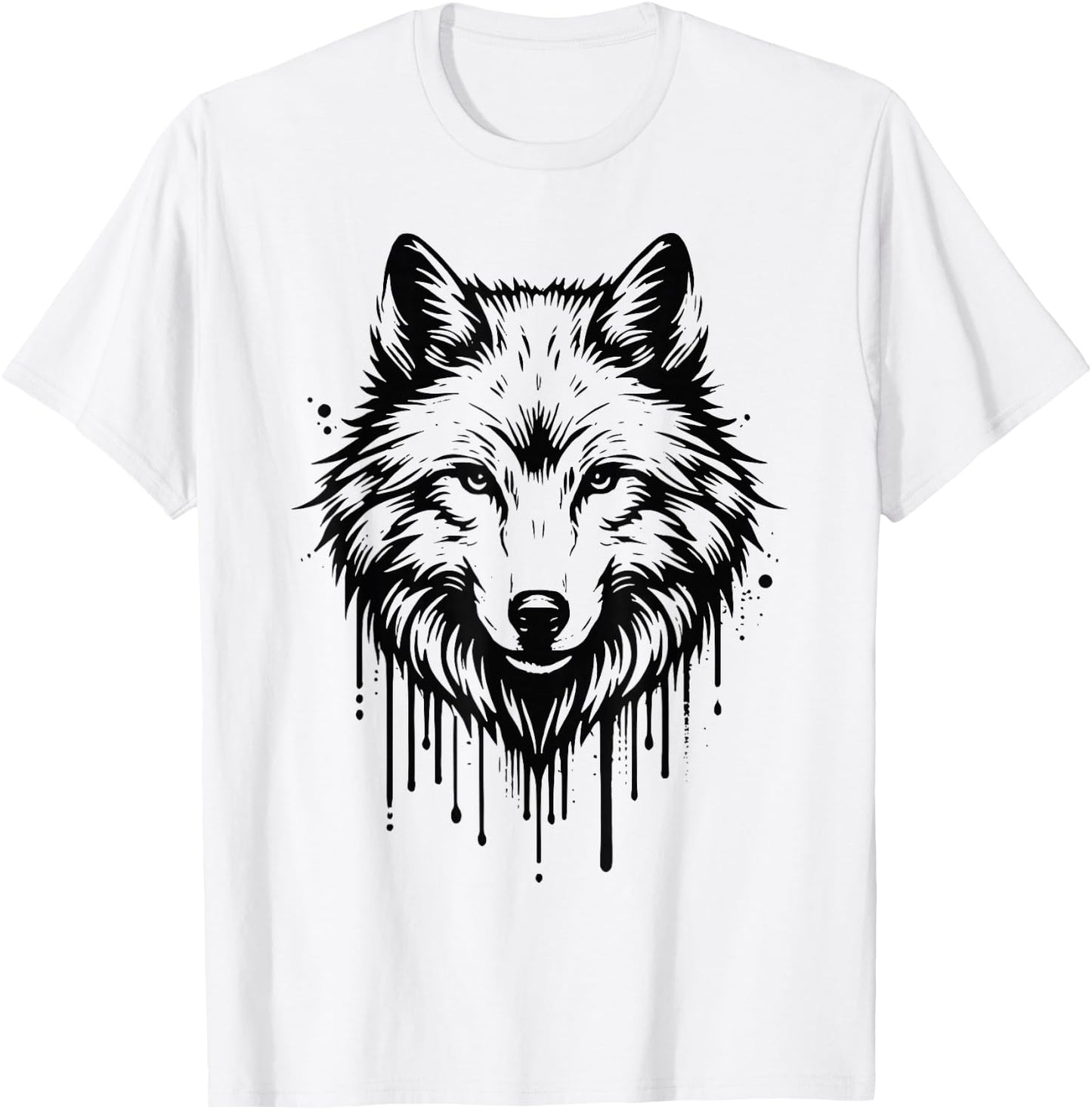 Wolf Woman Girl Boy Child Artwork Head Wolf , white, S T-Shirt - T-Shirt | White